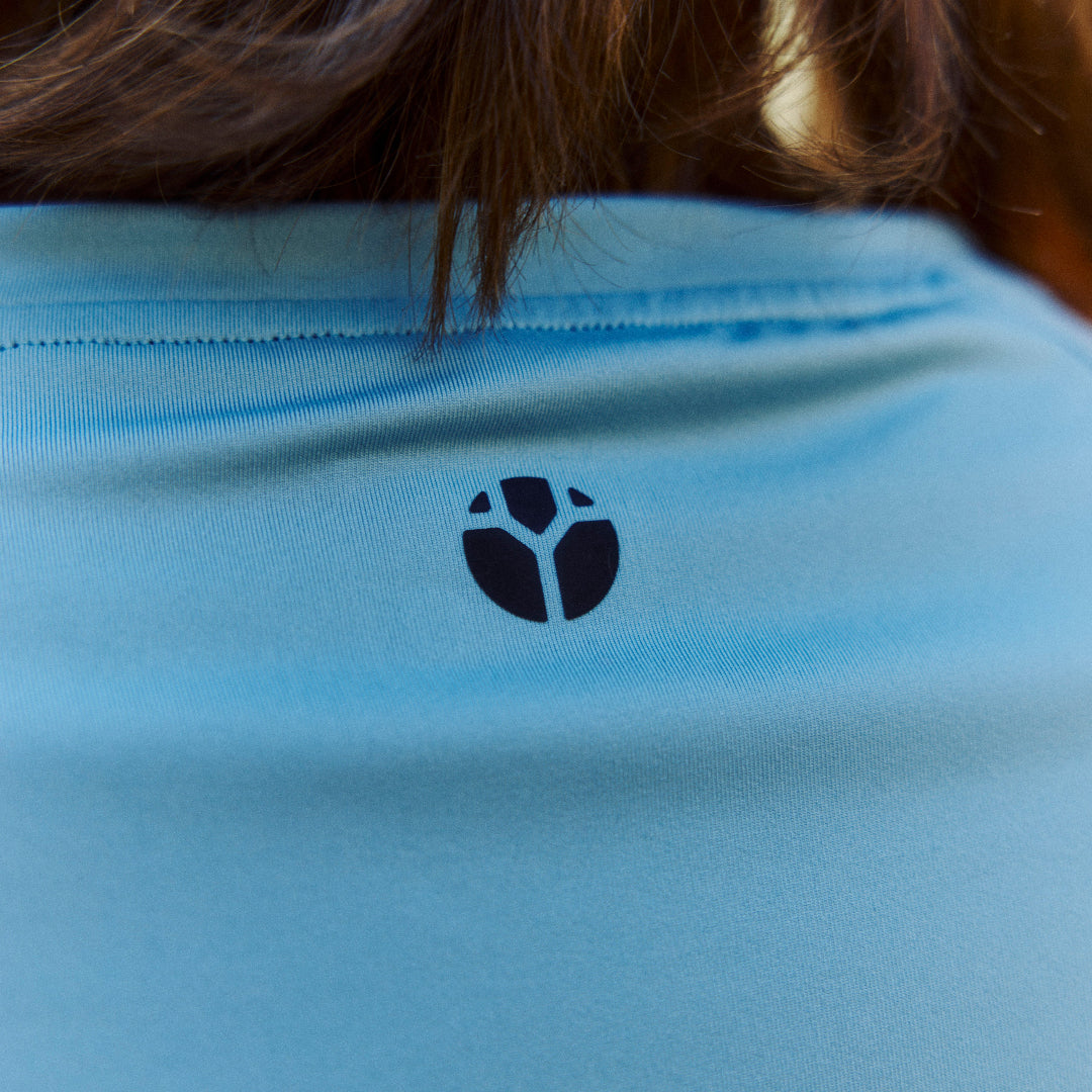 Womens Blue Performance Running Top On Model