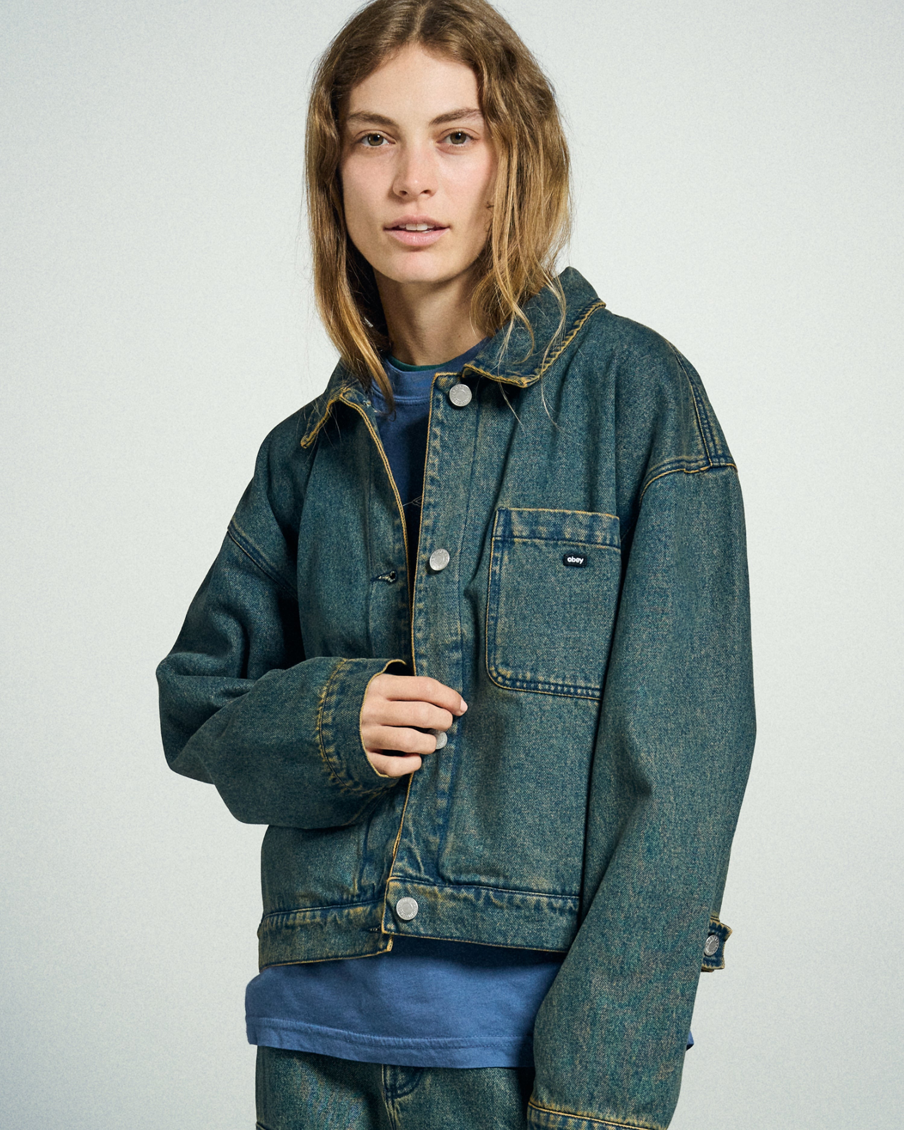 obey-ines-denim-jacket-yellow-tint-wash