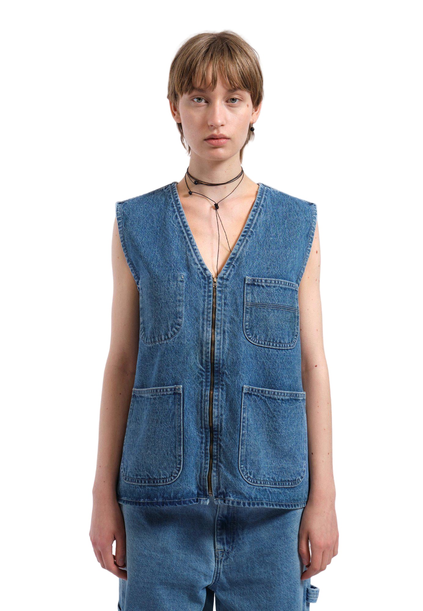 Denver Worker Vest - Stream Sky Retro Contrast