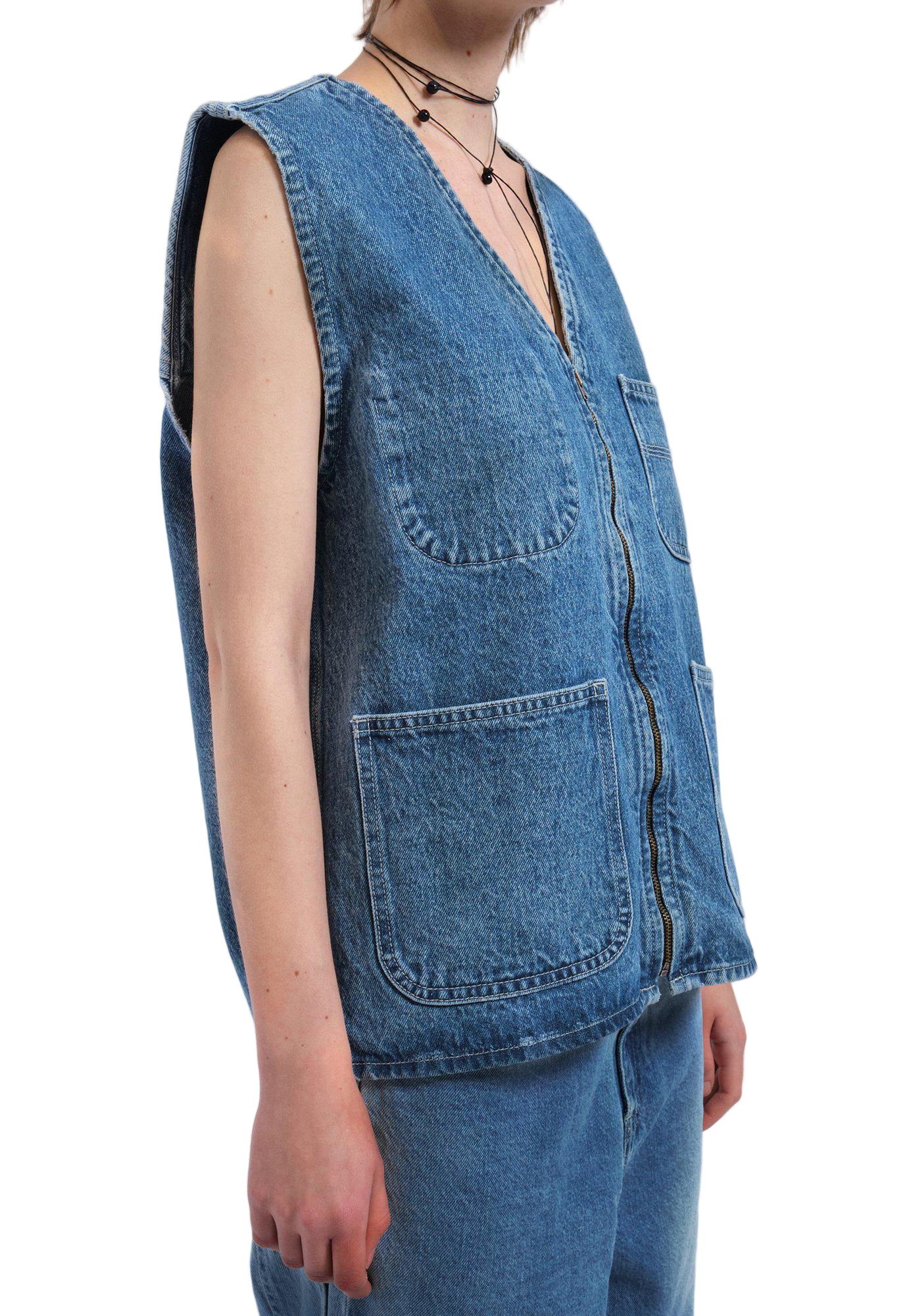 Denver Worker Vest - Stream Sky Retro Contrast