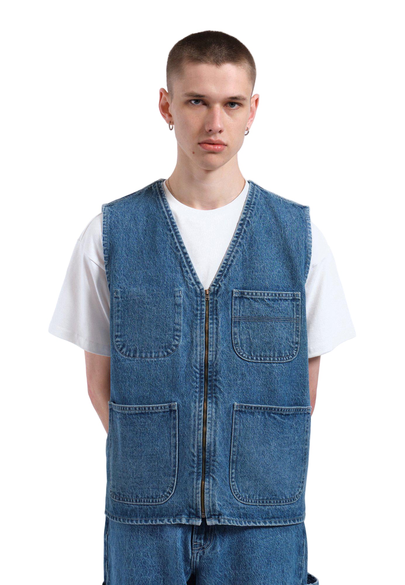 Denver Worker Vest - Stream Sky Retro Contrast