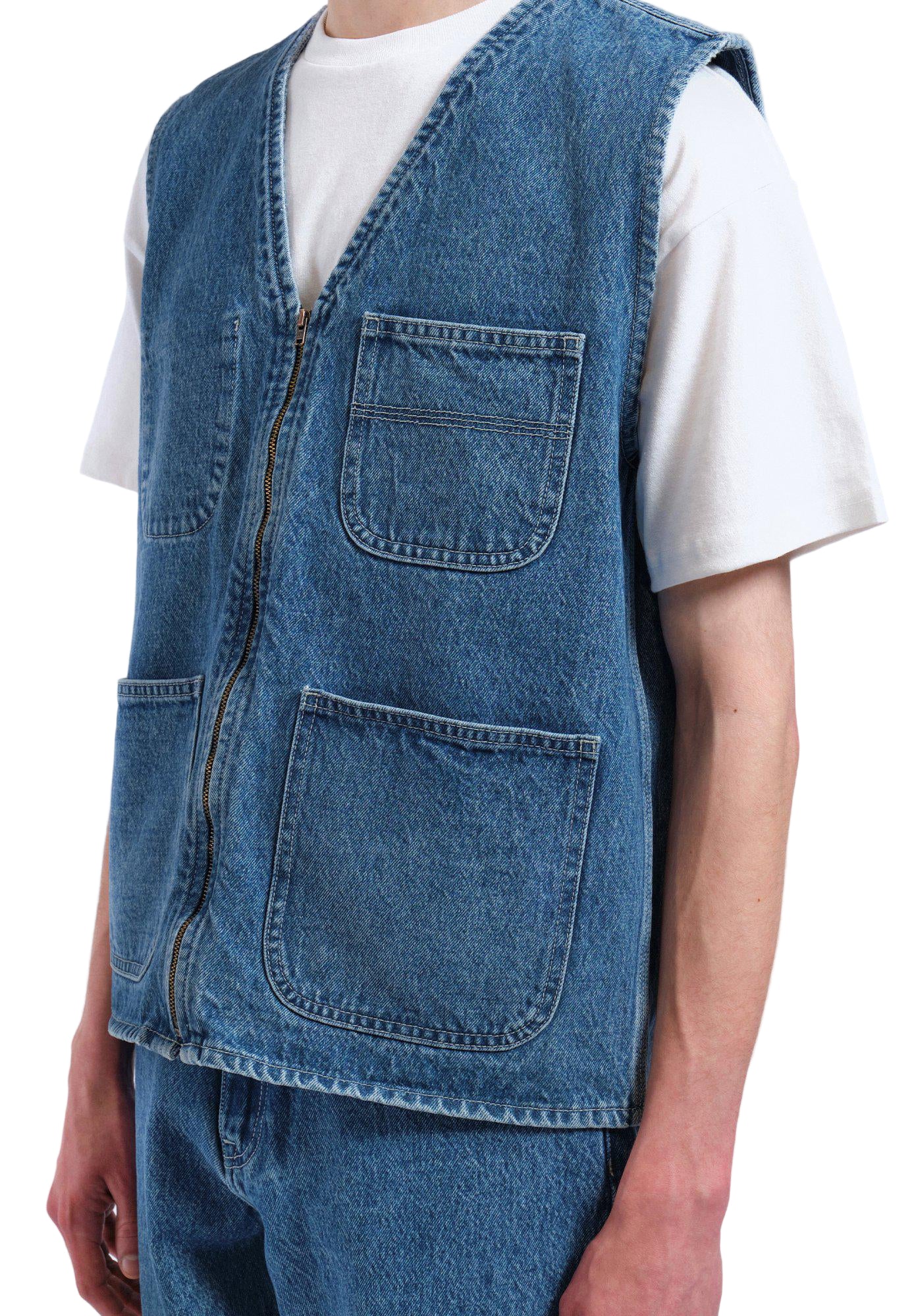Denver Worker Vest - Stream Sky Retro Contrast