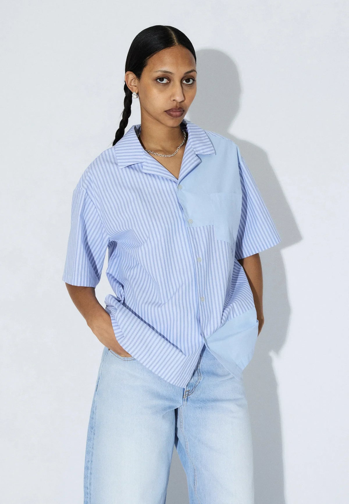 Mile Shirt | Lt Blue Stripe Mono