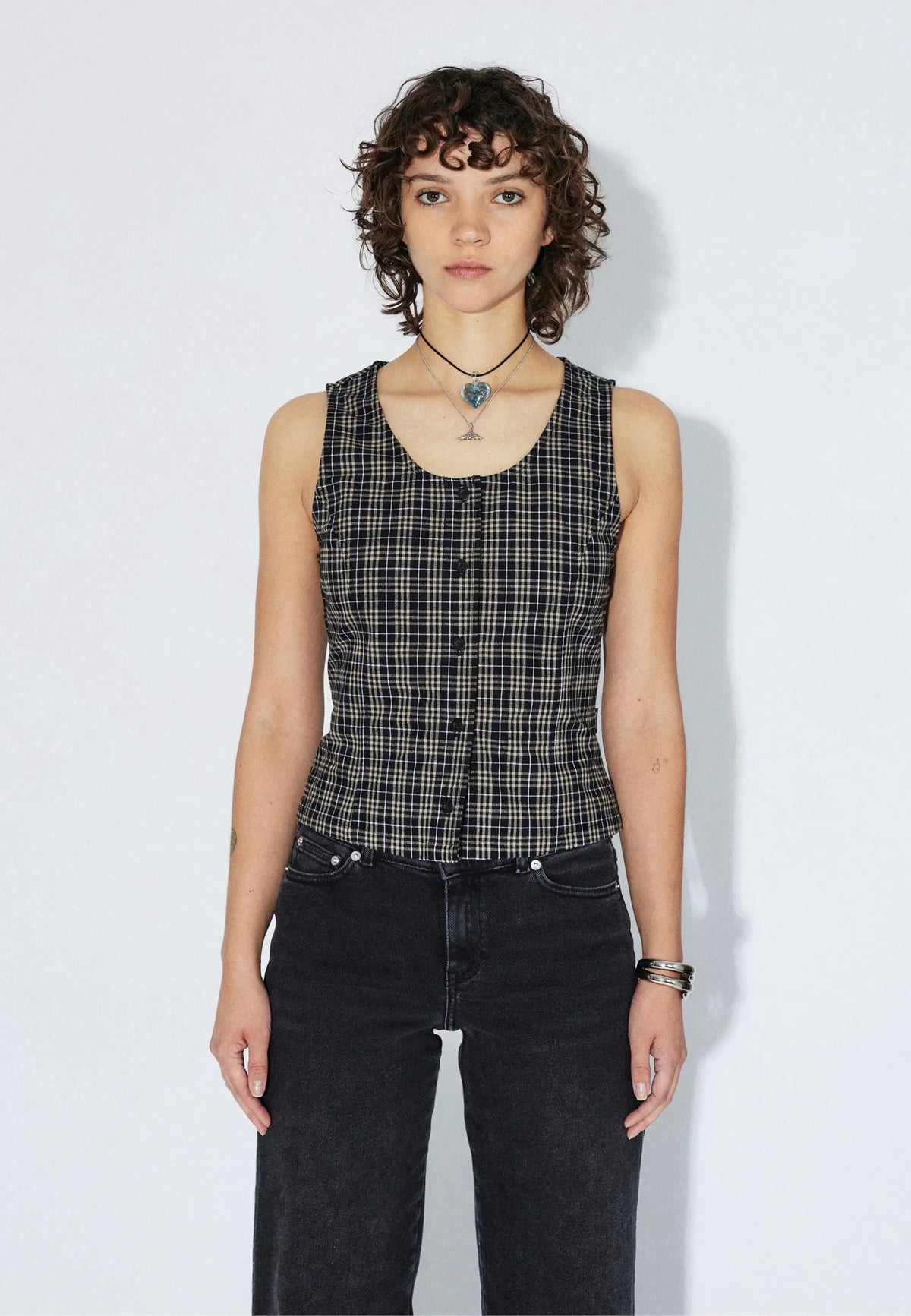 Zola Top | Black Summer Check