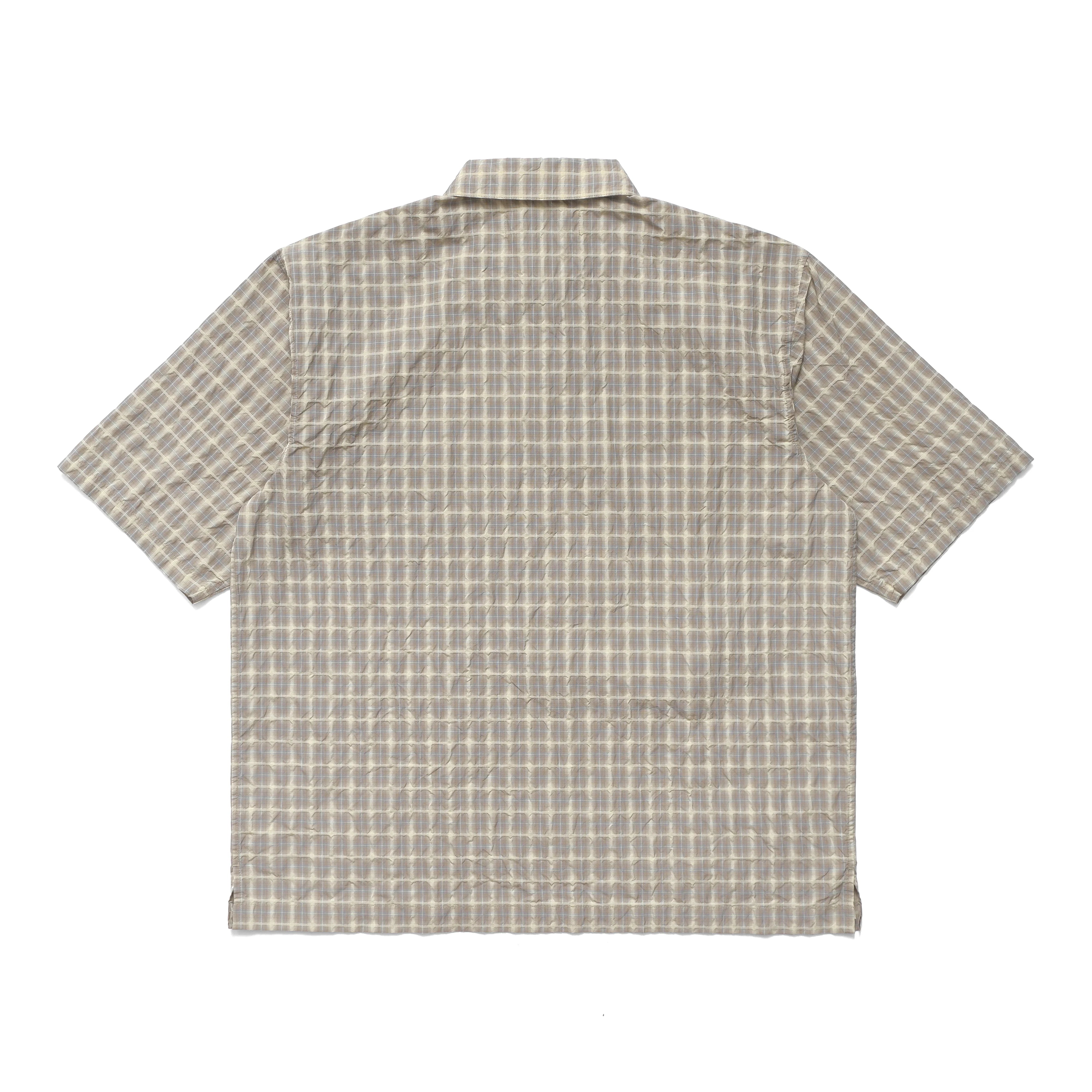 Metalwood Oversized Snap Top Polo | Tan Plaid