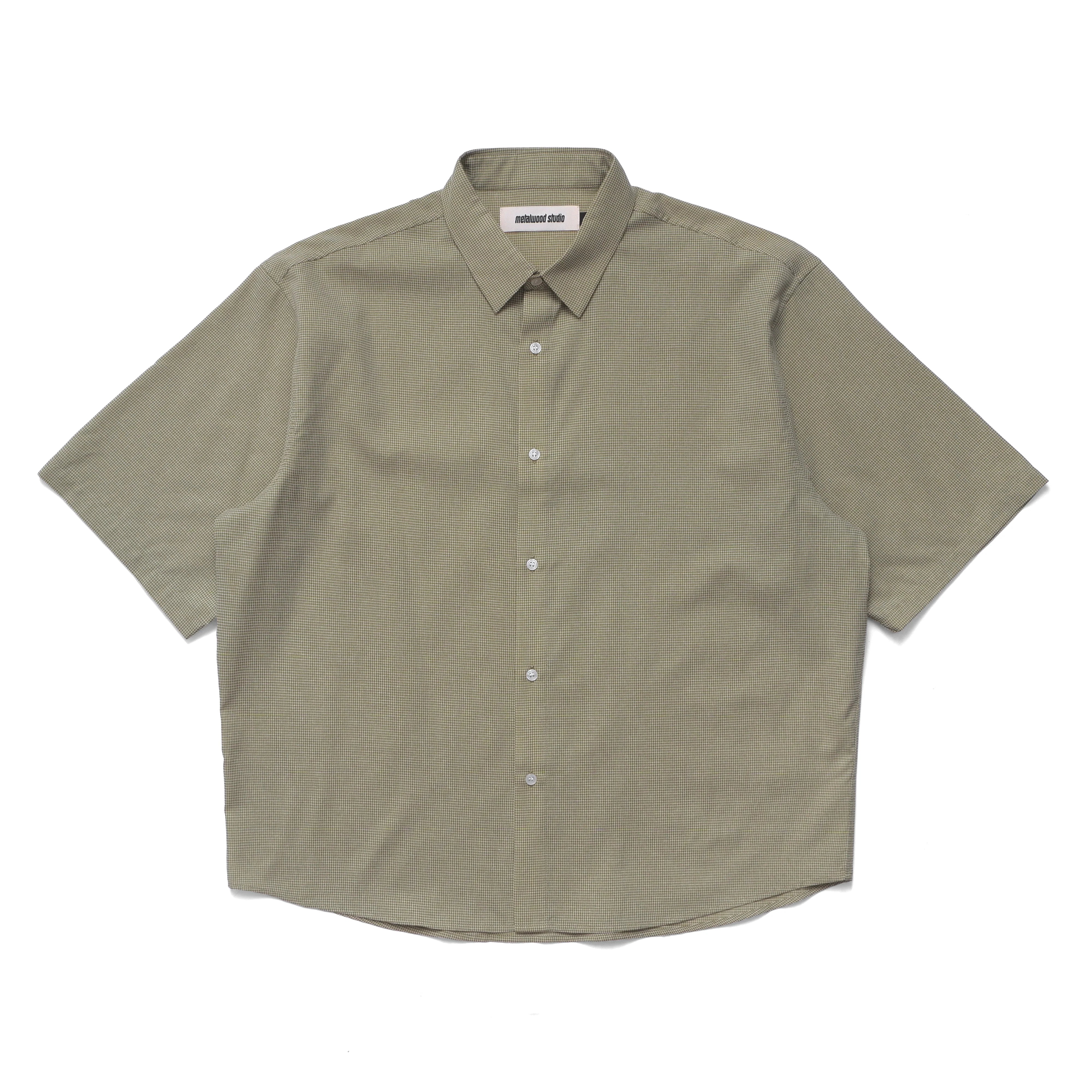 Micro Grid Oversized Button Up Shirt | Green