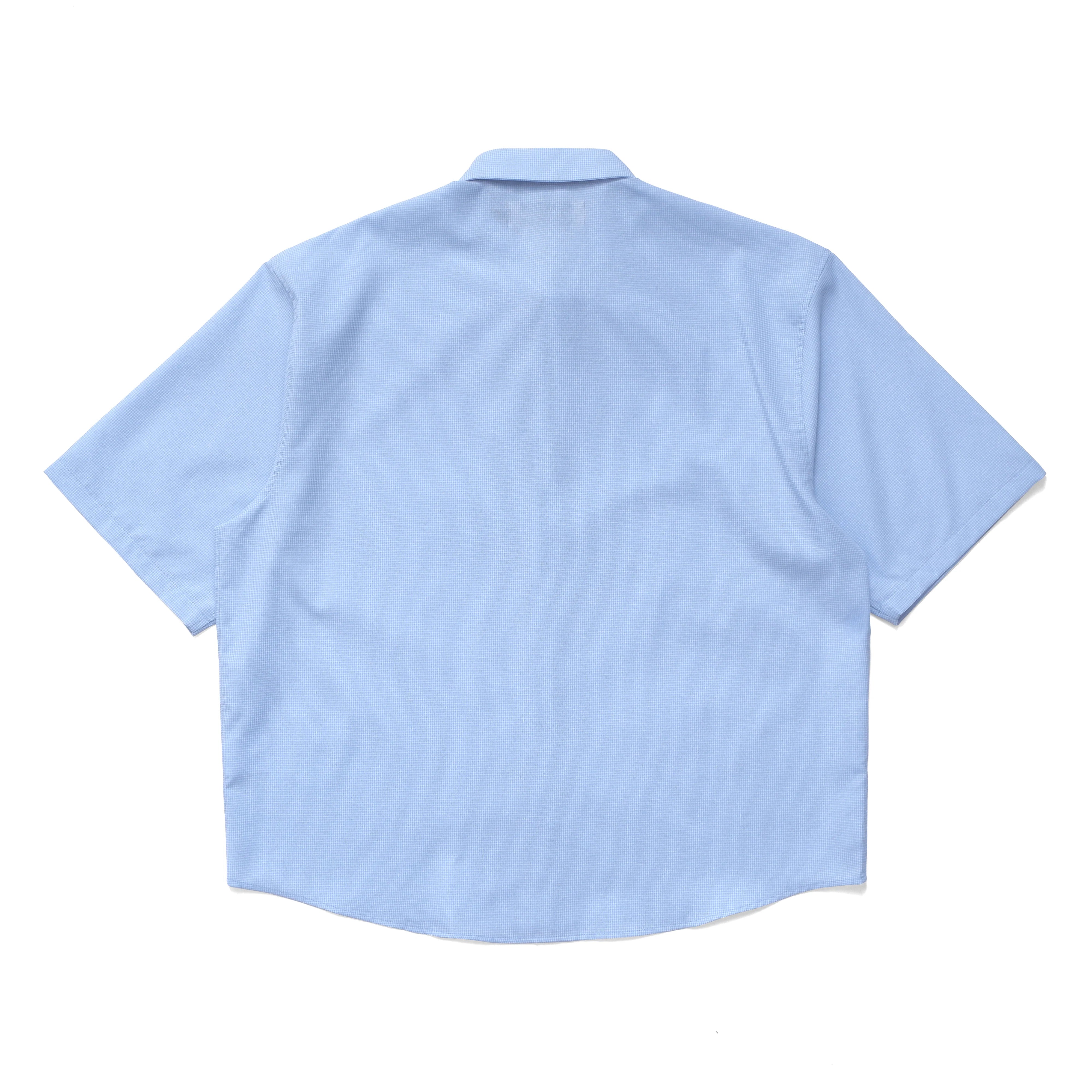 Micro Grid Oversized Button Up Shirt | Sky