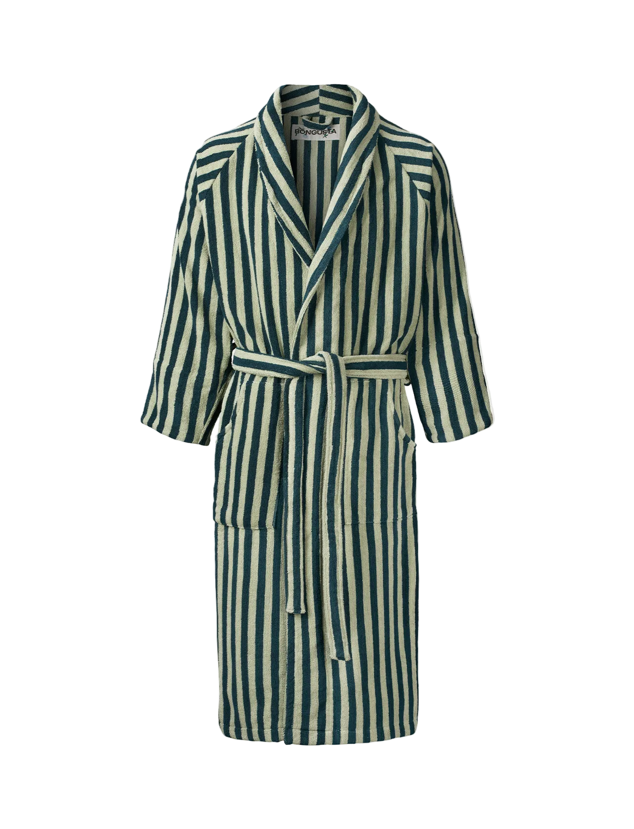 Naram Bathrobe, sea foam & deep teal