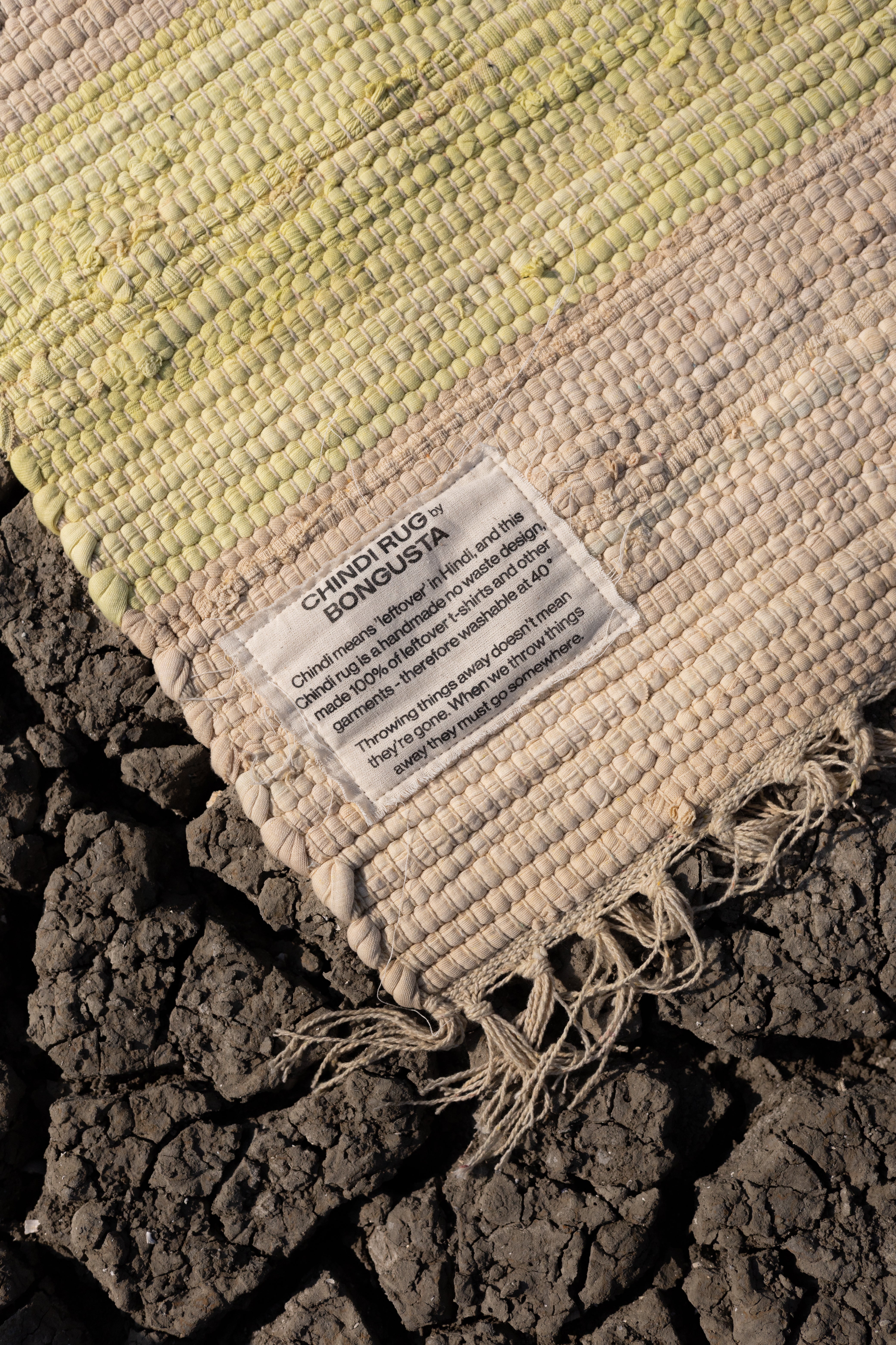 Chindi Rug, neon yellow & creme