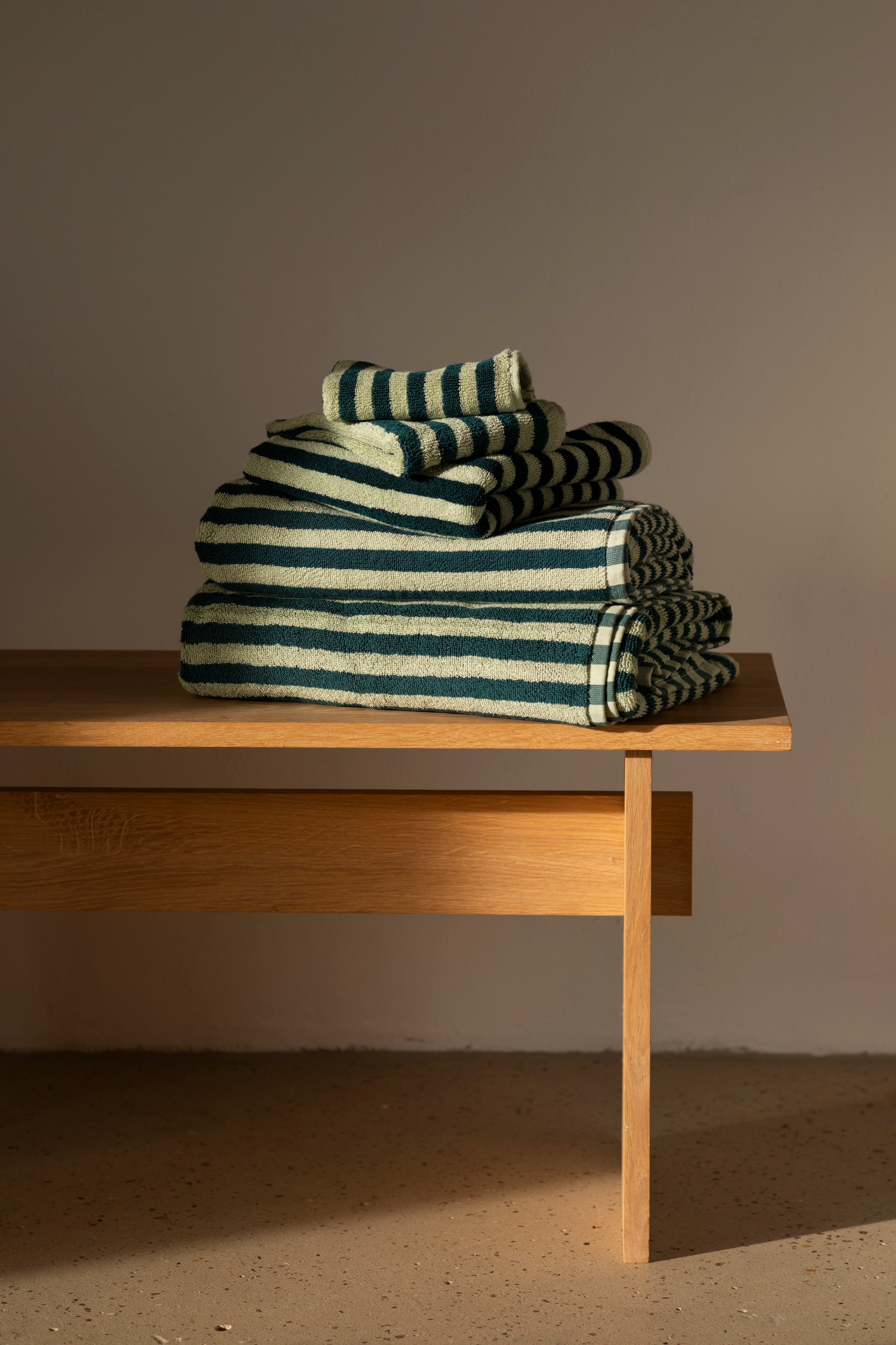 Naram Towels, sea foam & deep teal
