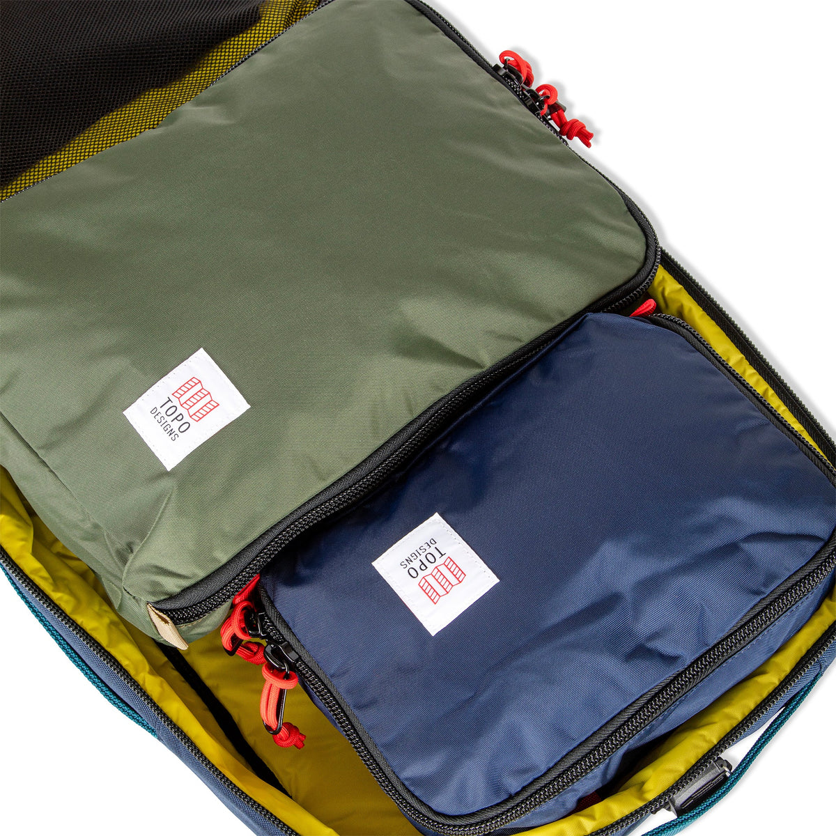 Pack Bags inside Topo Designs Global Travel Bag 30L Durable Carry On Convertible Laptop Travel Backpack.