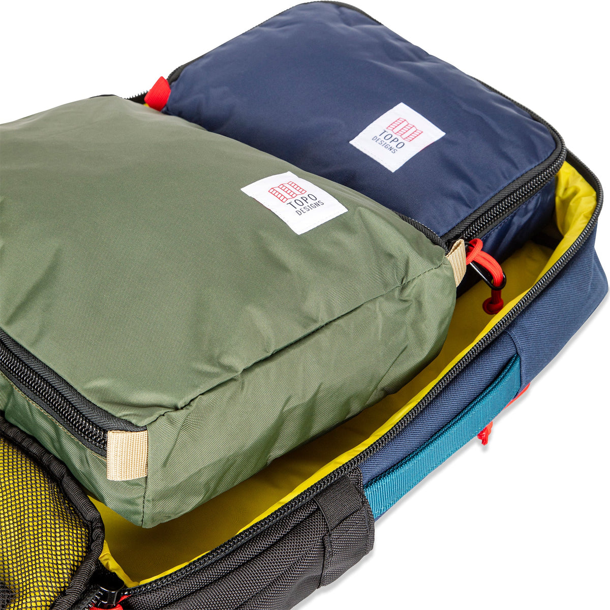 Pack Bags inside Topo Designs Global Travel Bag 30L Durable Carry On Convertible Laptop Travel Backpack.