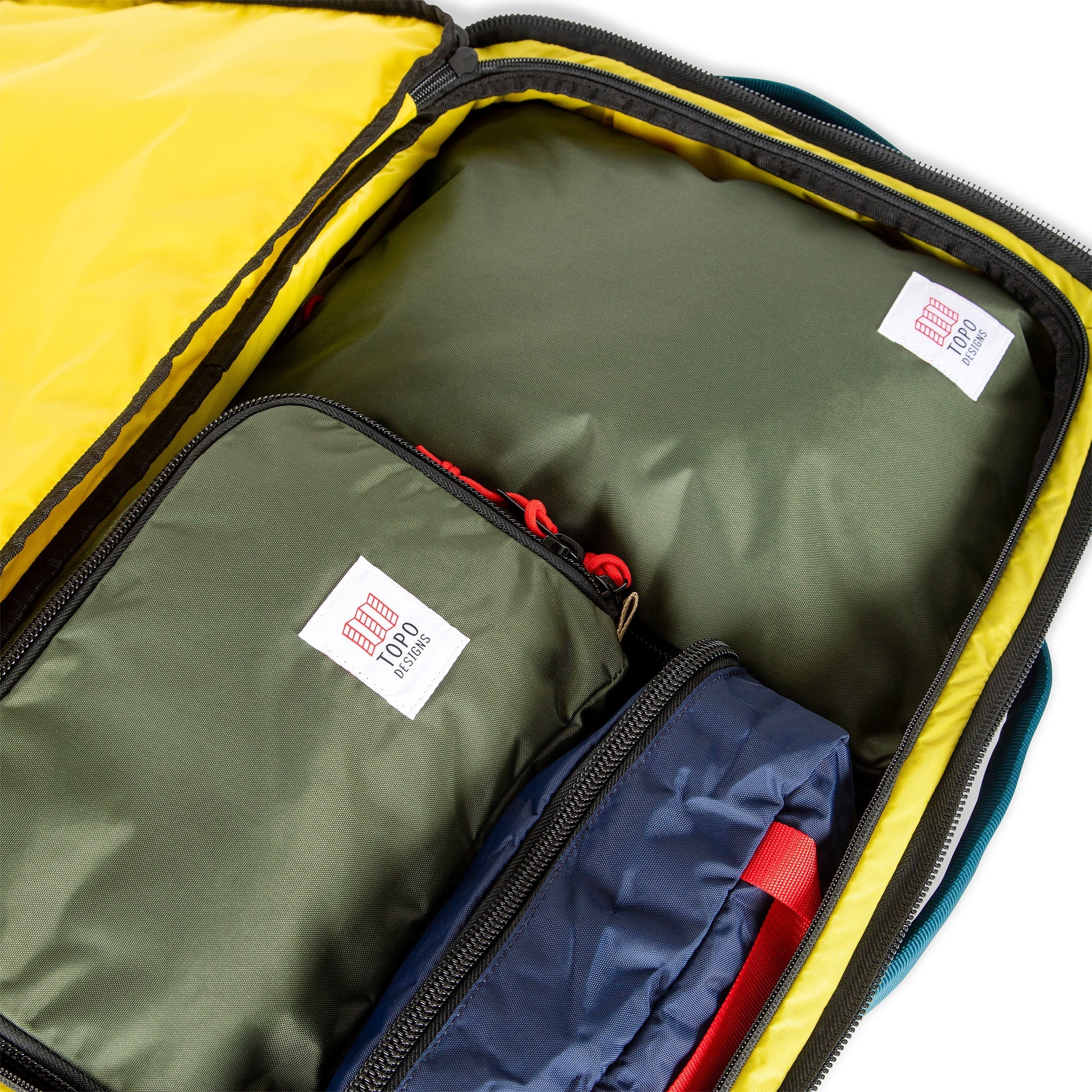 Pack Bags inside Topo Designs Global Travel Bag Roller Durable Carry On Convertible Laptop Travel Backpack.