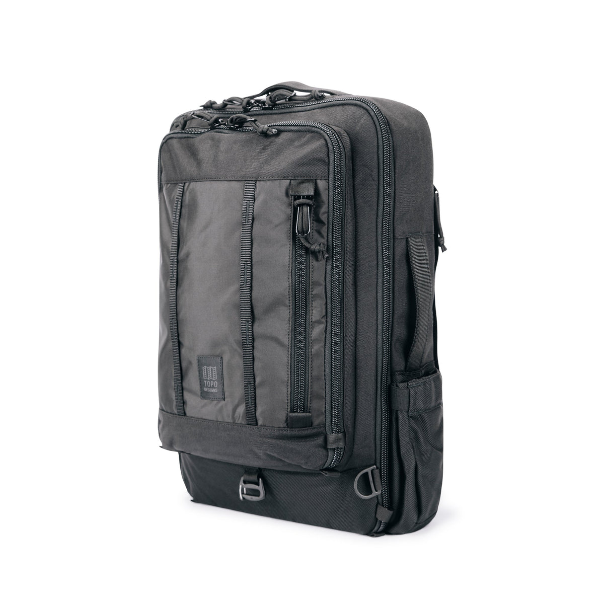 Topo Designs Global Travel Bag 30L Durable Carry On Convertible Laptop Travel Backpack in Black.