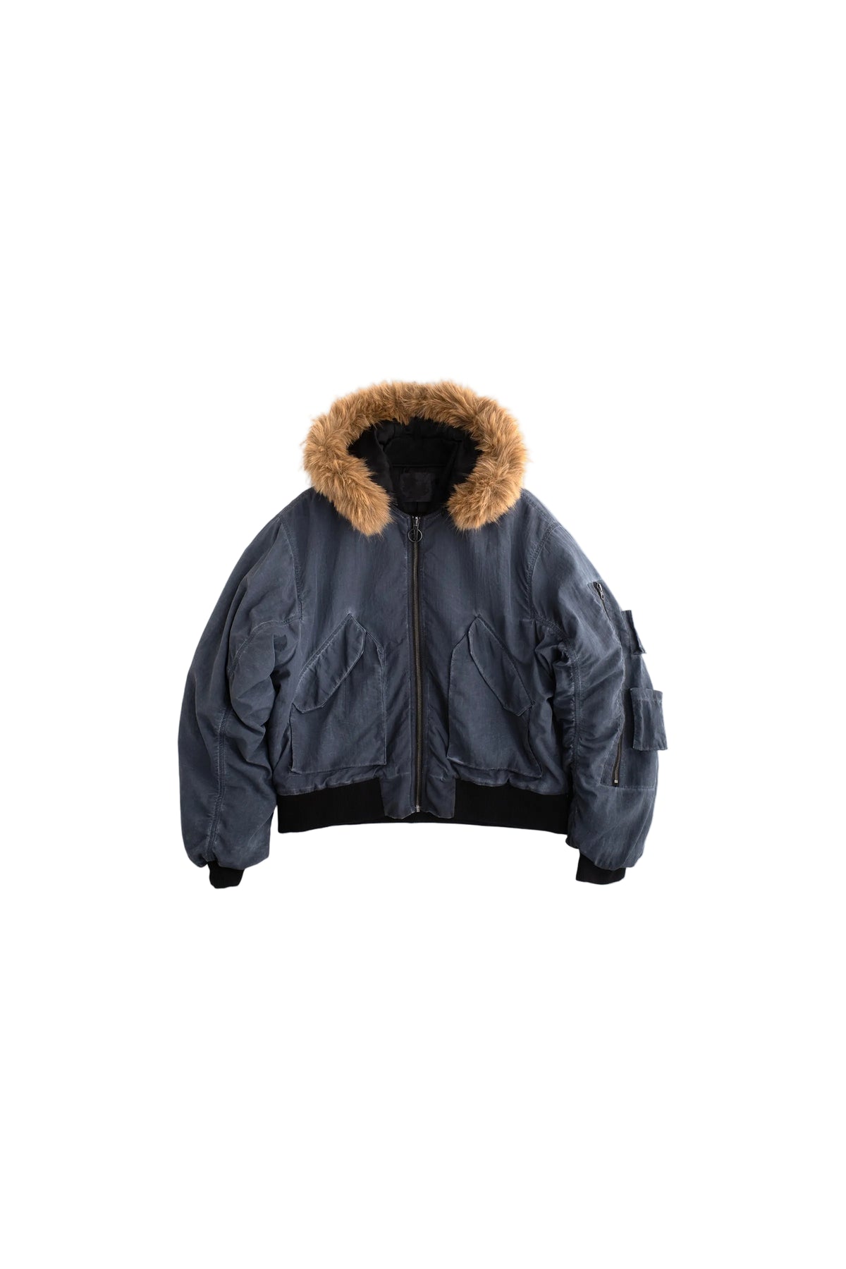 Fur Hood Bomber | Black