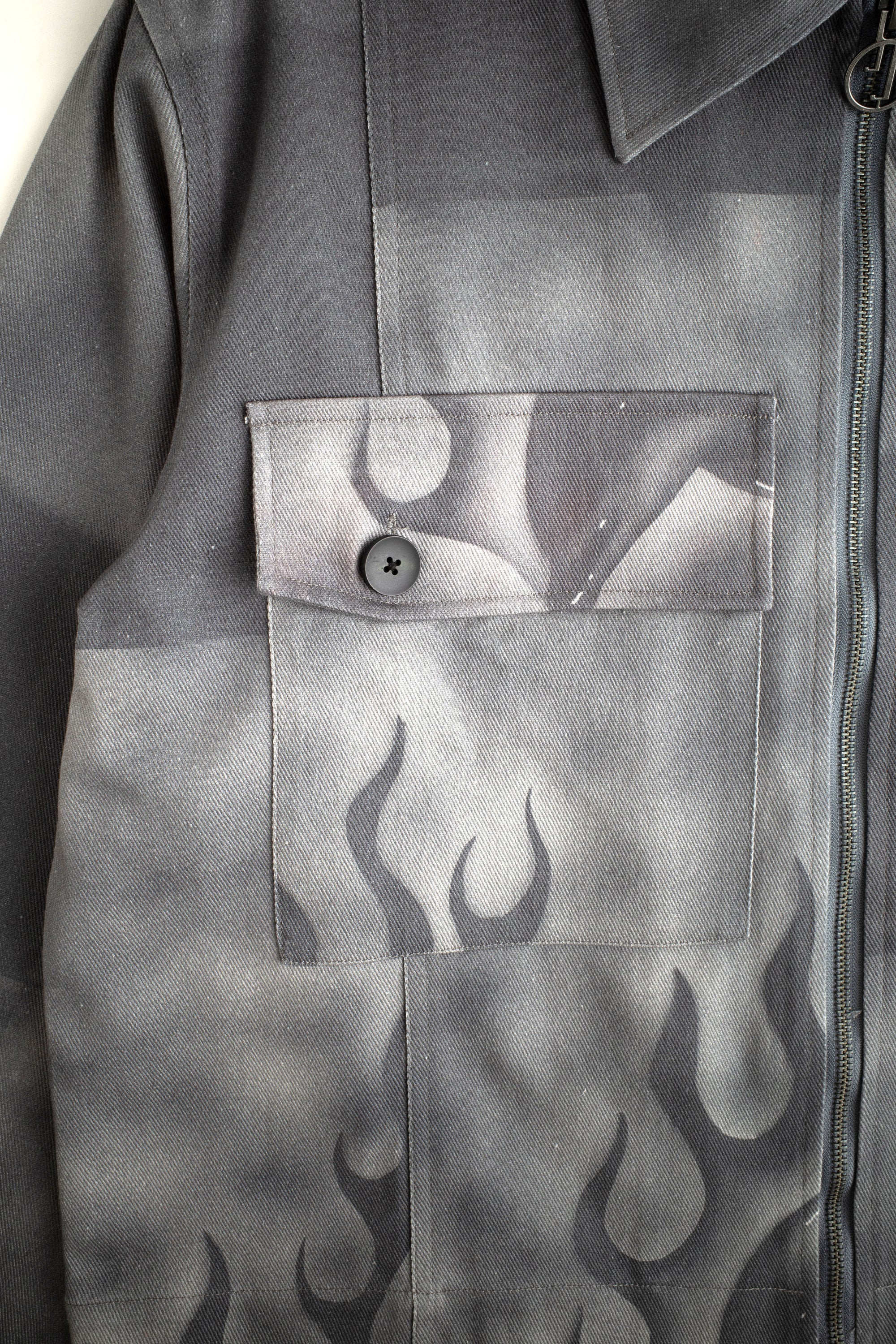 Flaming Dolphins Trucker Jacket | Grey Denim