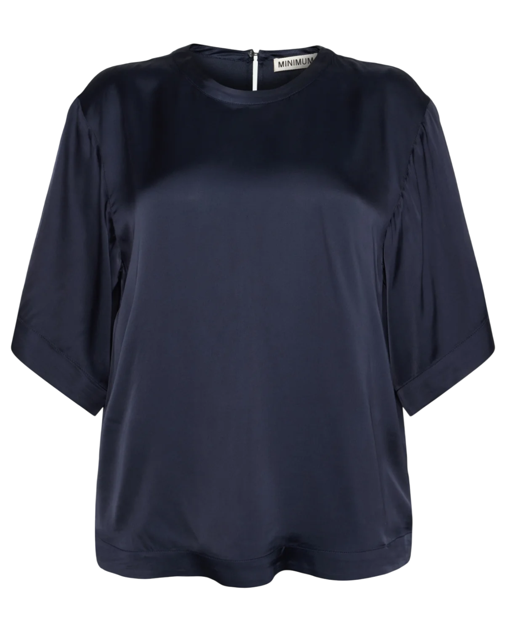 Janey Short Sleeved Satin Blouse | Sky Captain