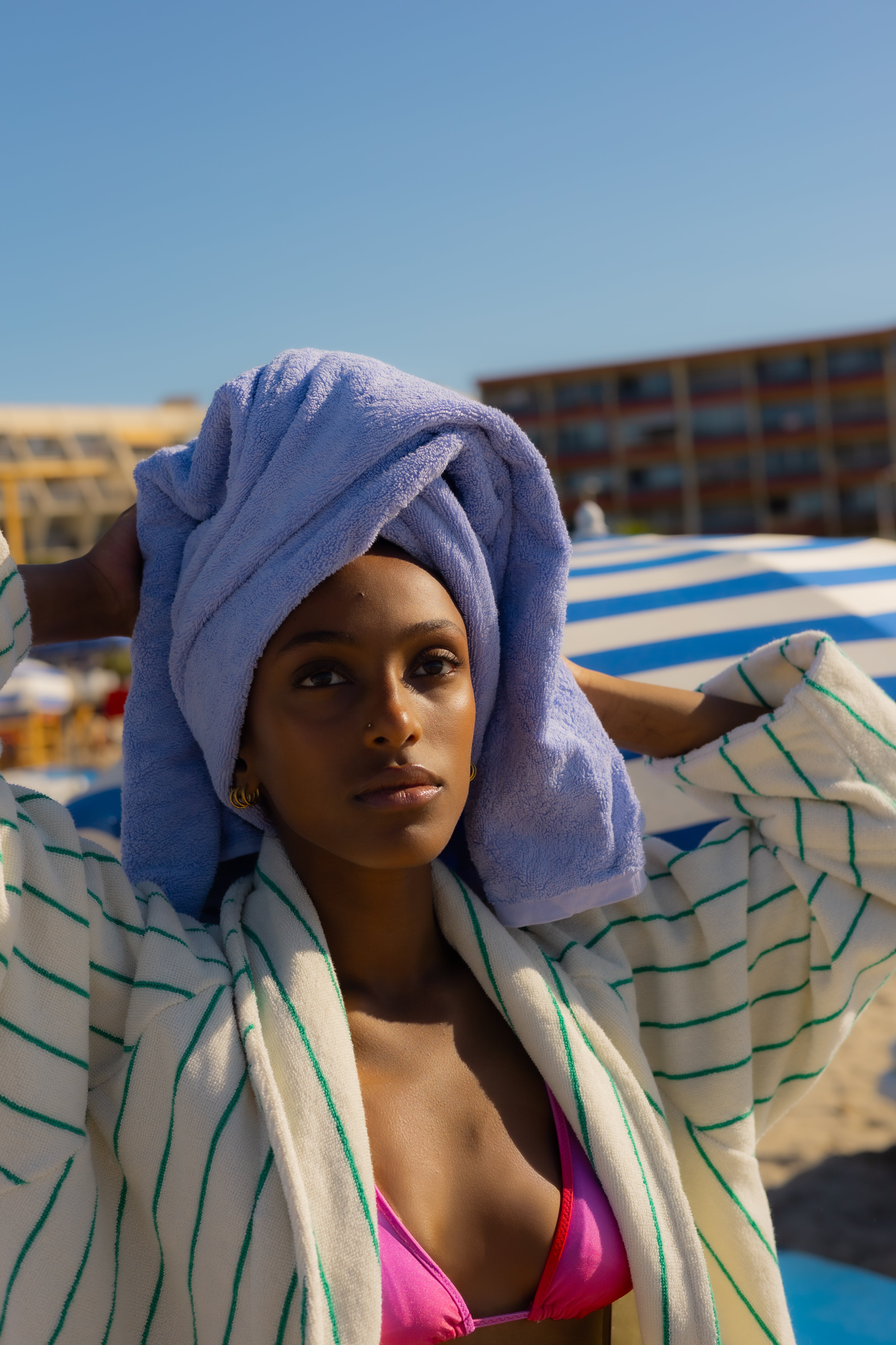 Naram Bathrobe, pure white & grass