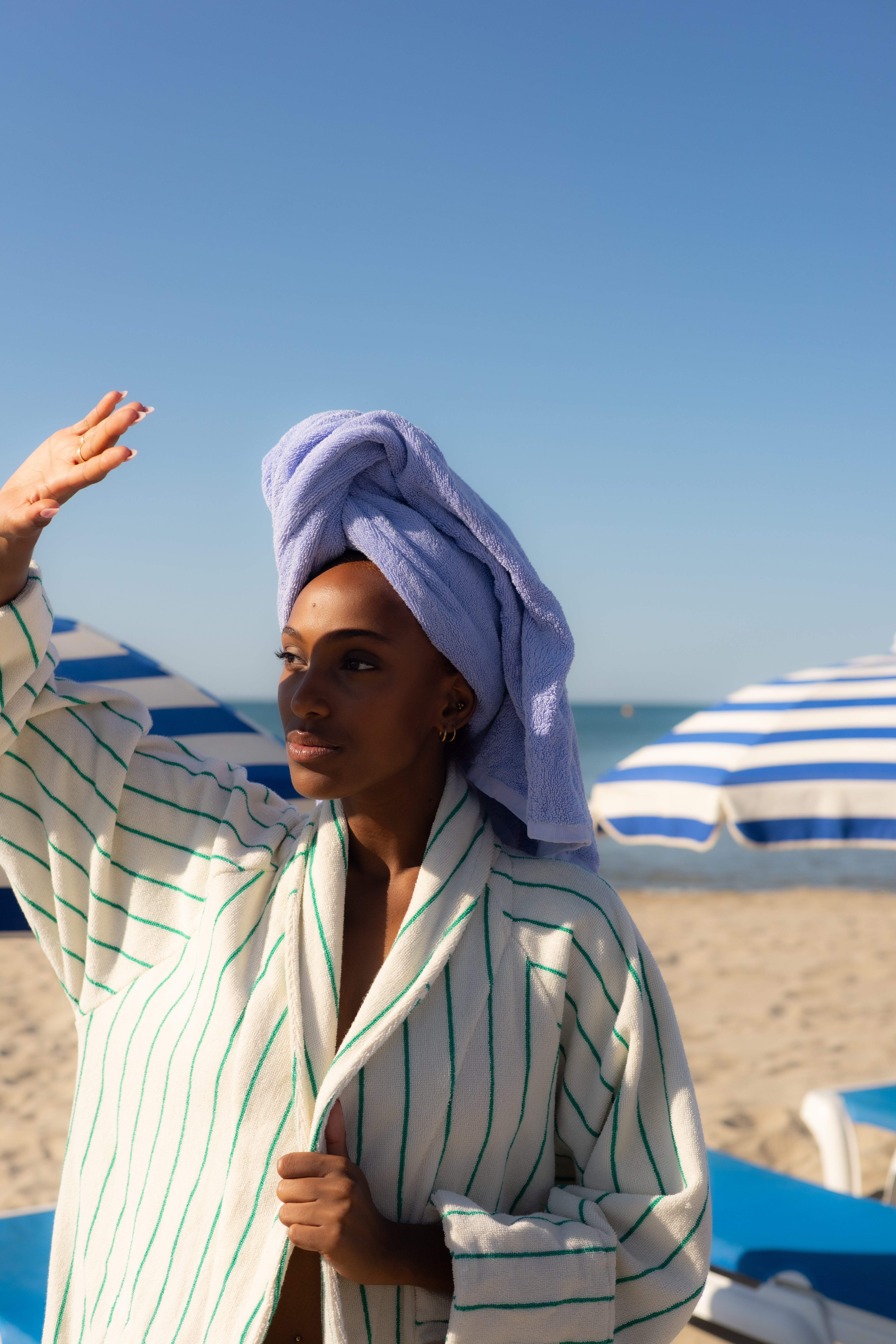 Naram Bathrobe, pure white & grass