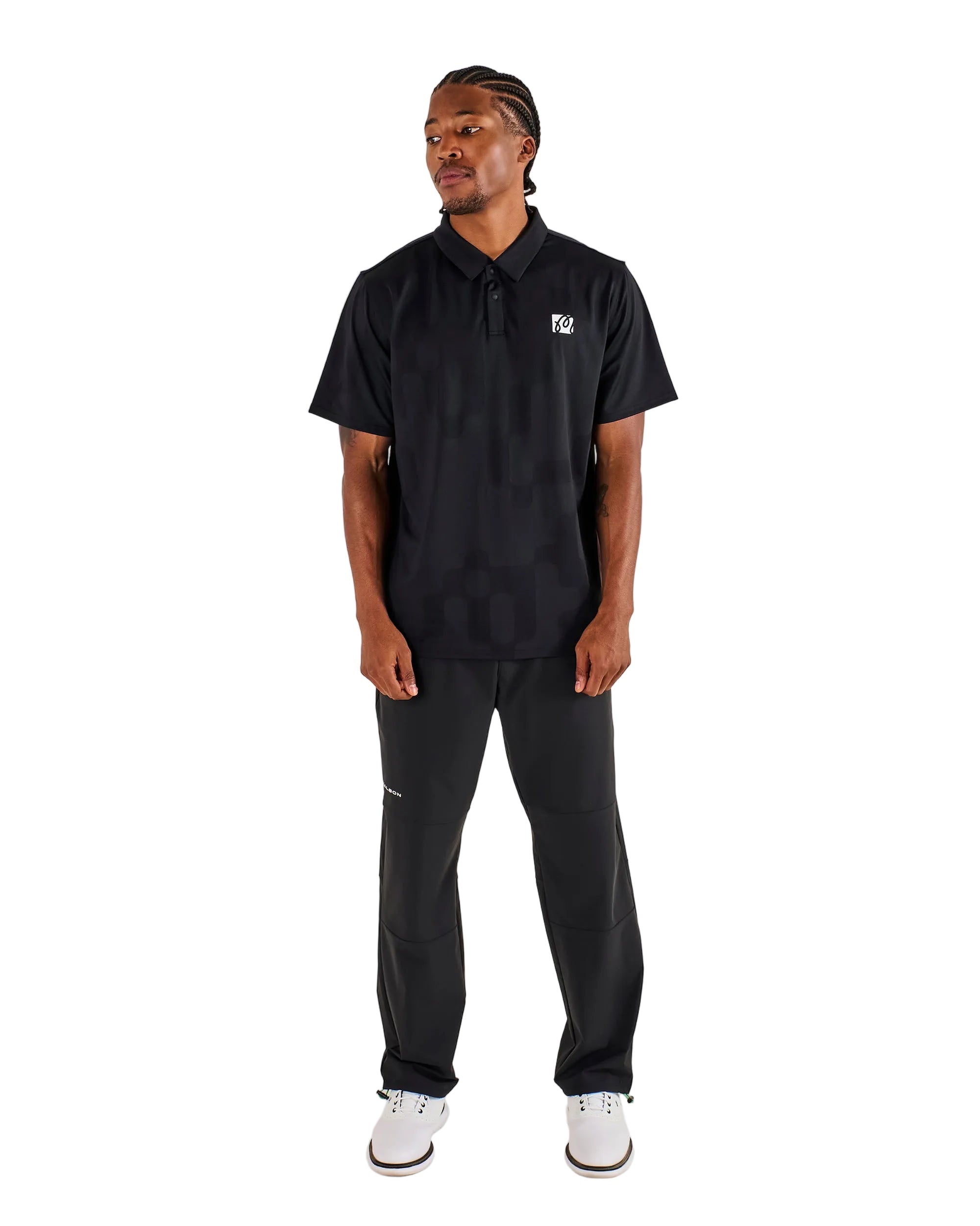 Malbon Performance Mesh Paneled Polo | Black