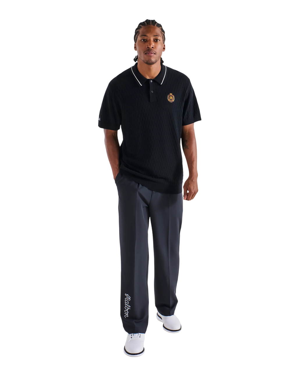 Crest Knit Polo | Black