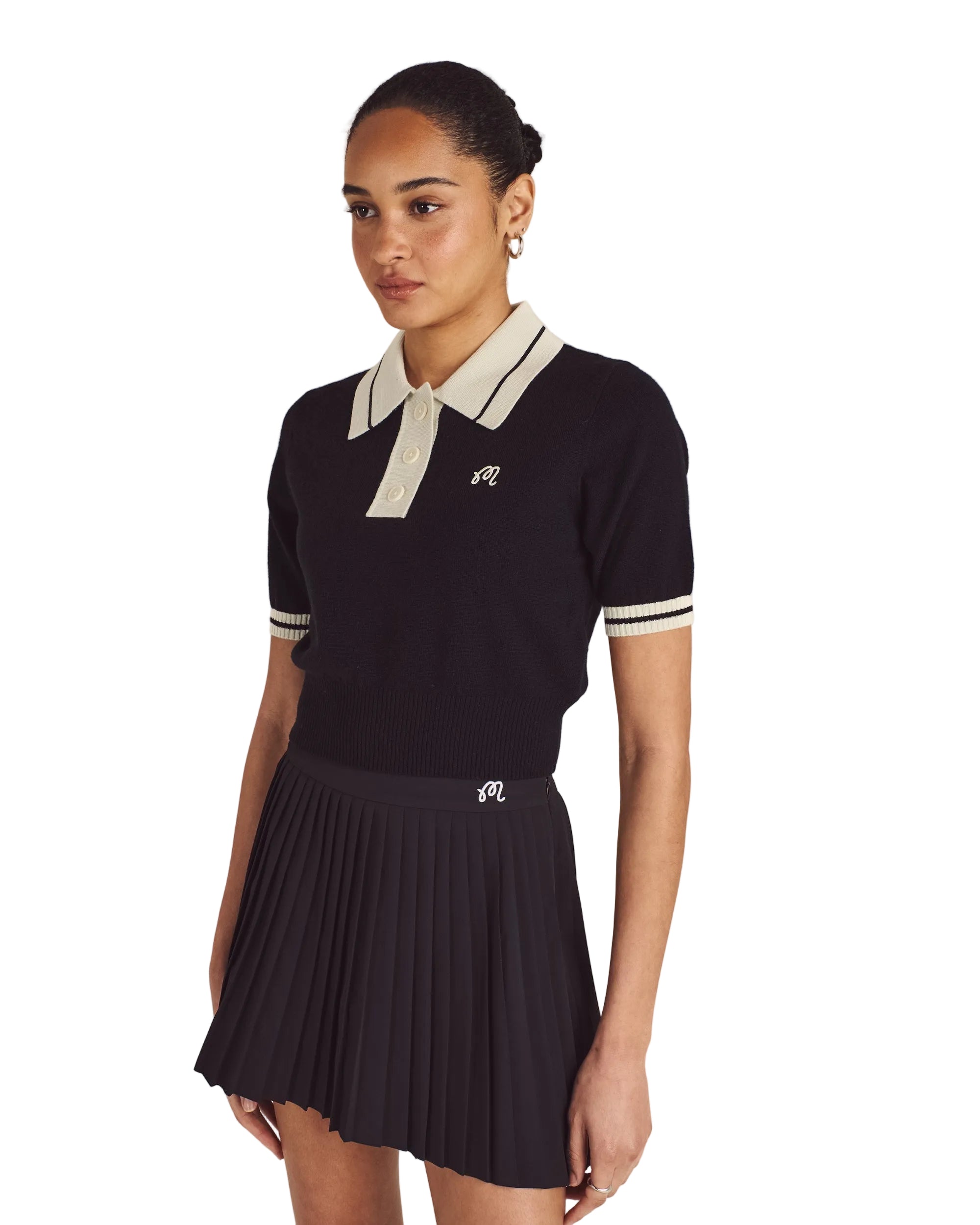 Mikayla Knit Polo | Black