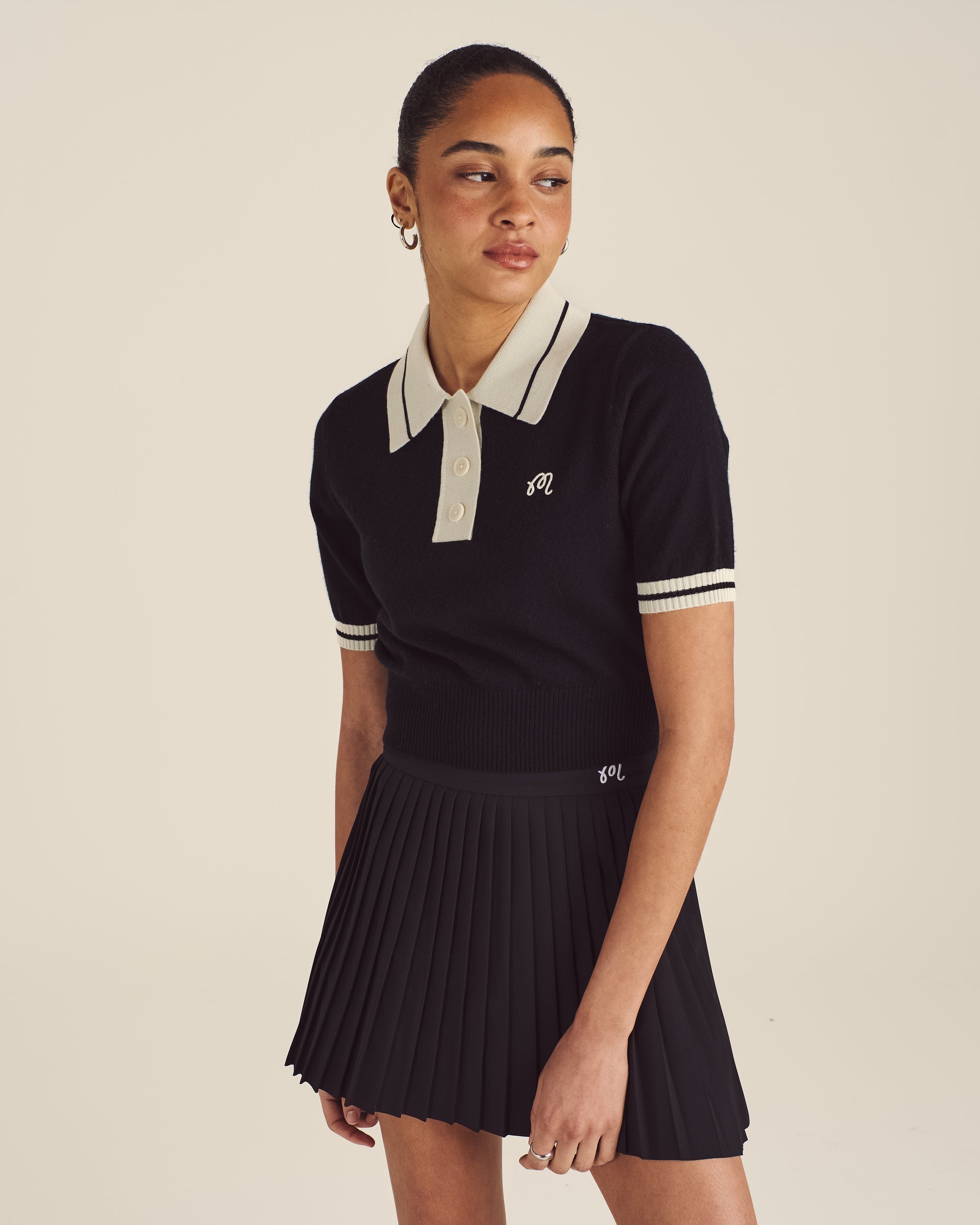 Mikayla Knit Polo | Black