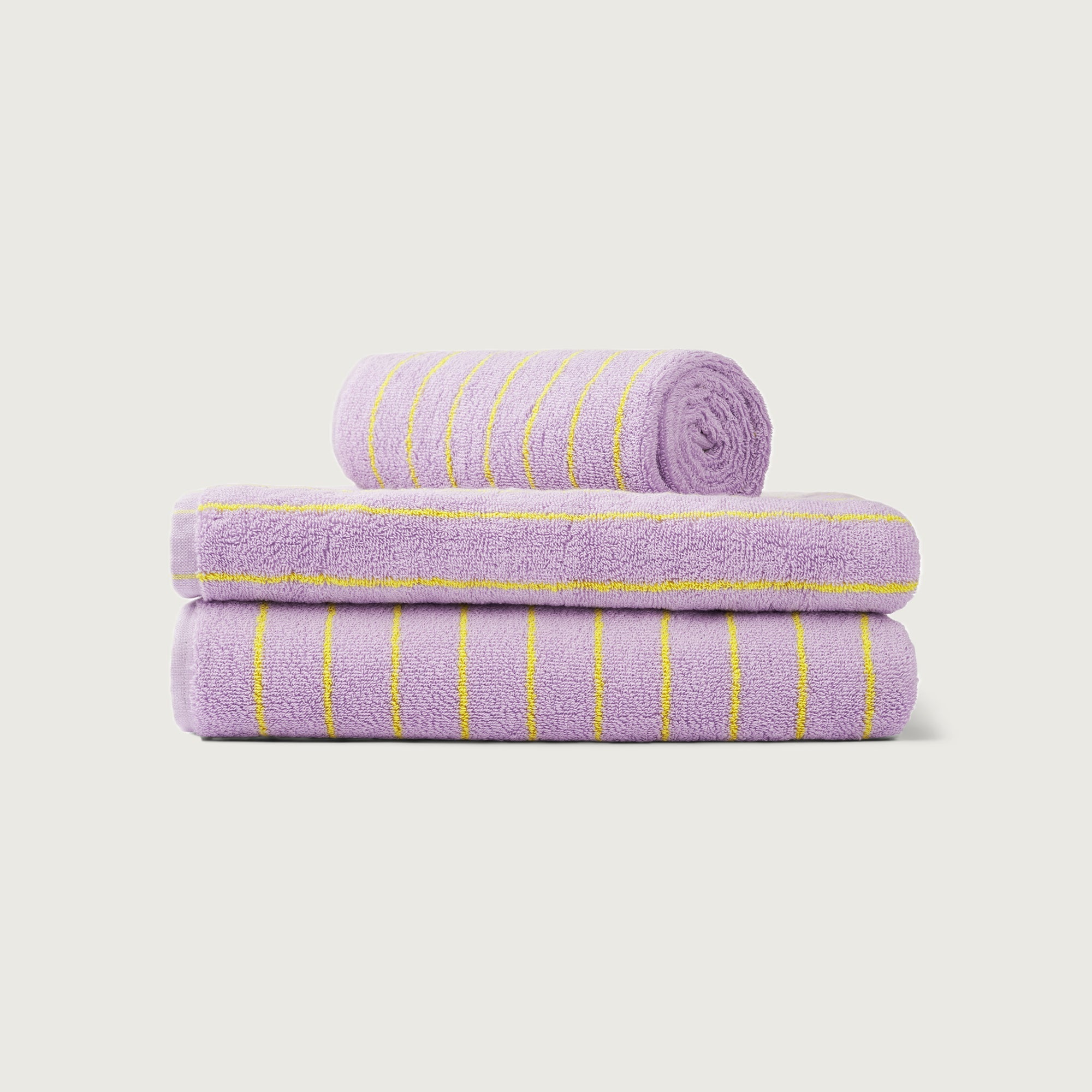 Naram Towels, lilac & neon yellow