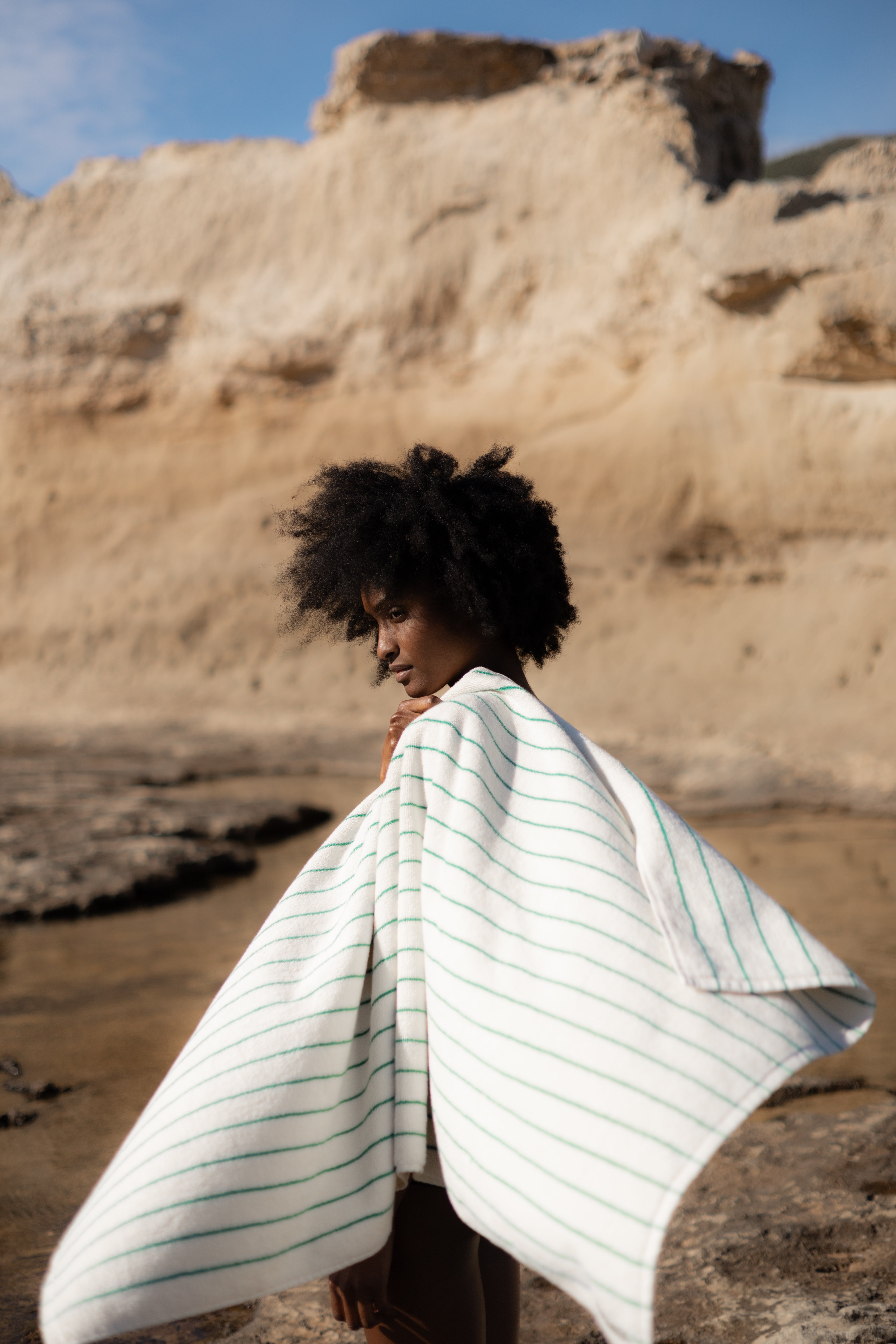 Naram Towels, pure white & grass