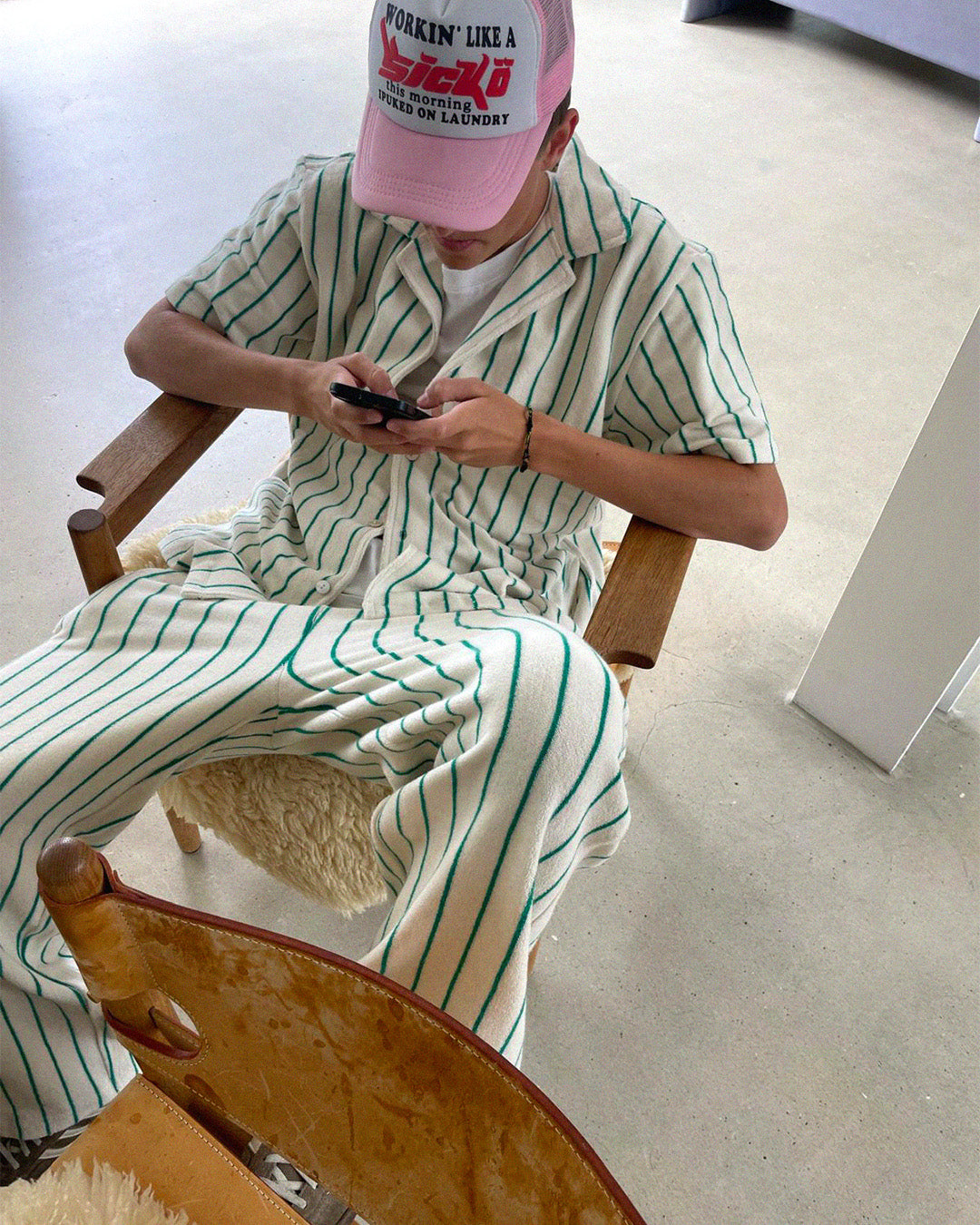 Naram Shirt, pure white & grass