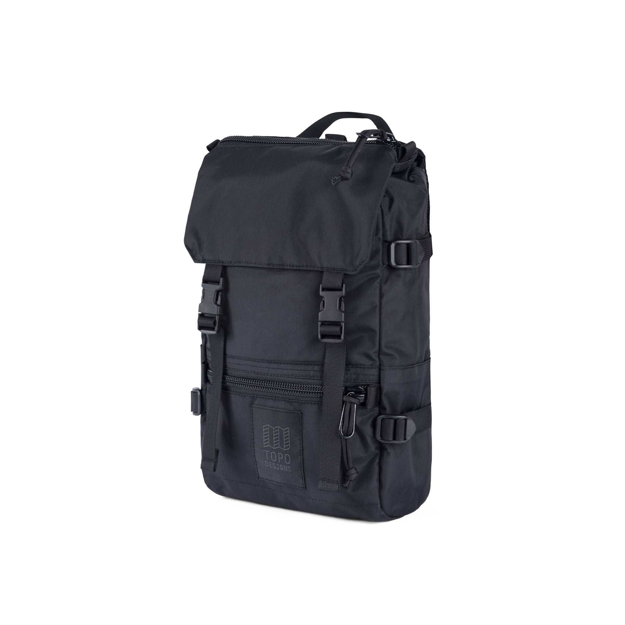 3/4 Front Product Shot of the Topo Designs Rover Pack Mini in Black