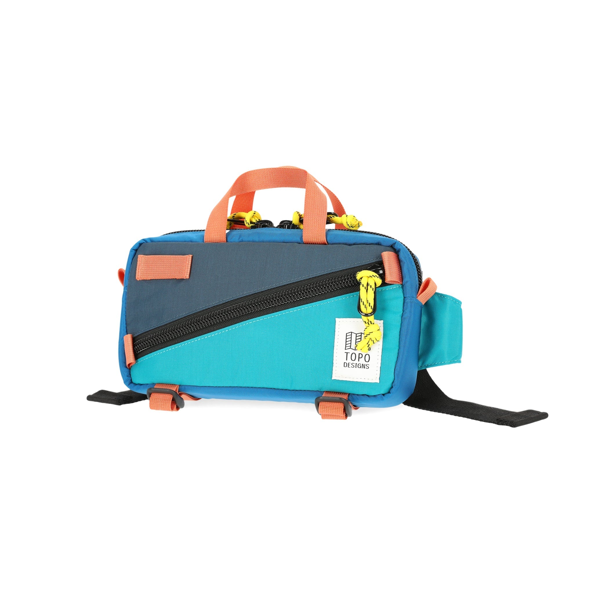 Topo Designs Mini Quick Pack crossbody hip fanny bum bag in tile blue pond blue recycled nylon.