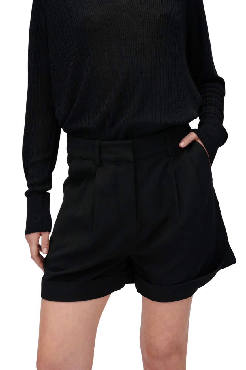 Selby Linen Blend Shorts | Black