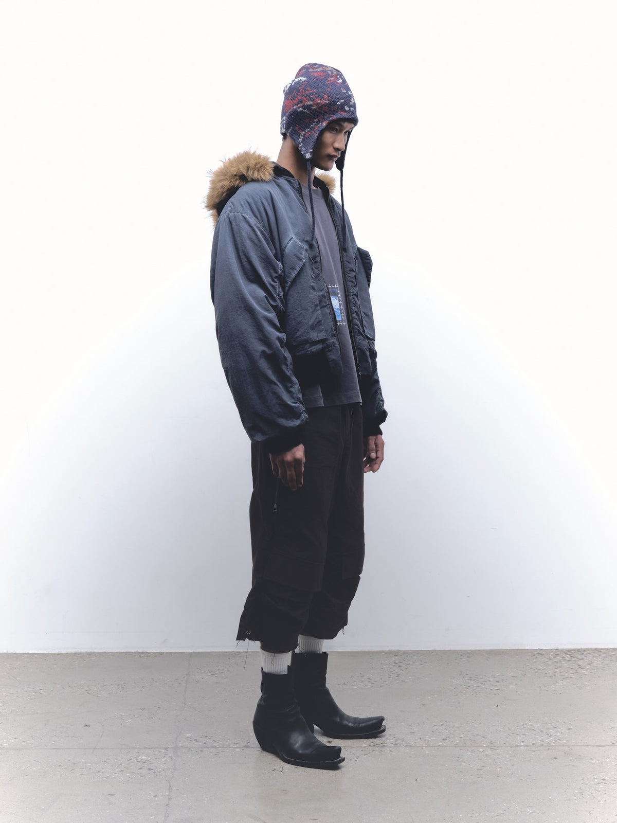 Fur Hood Bomber | Black