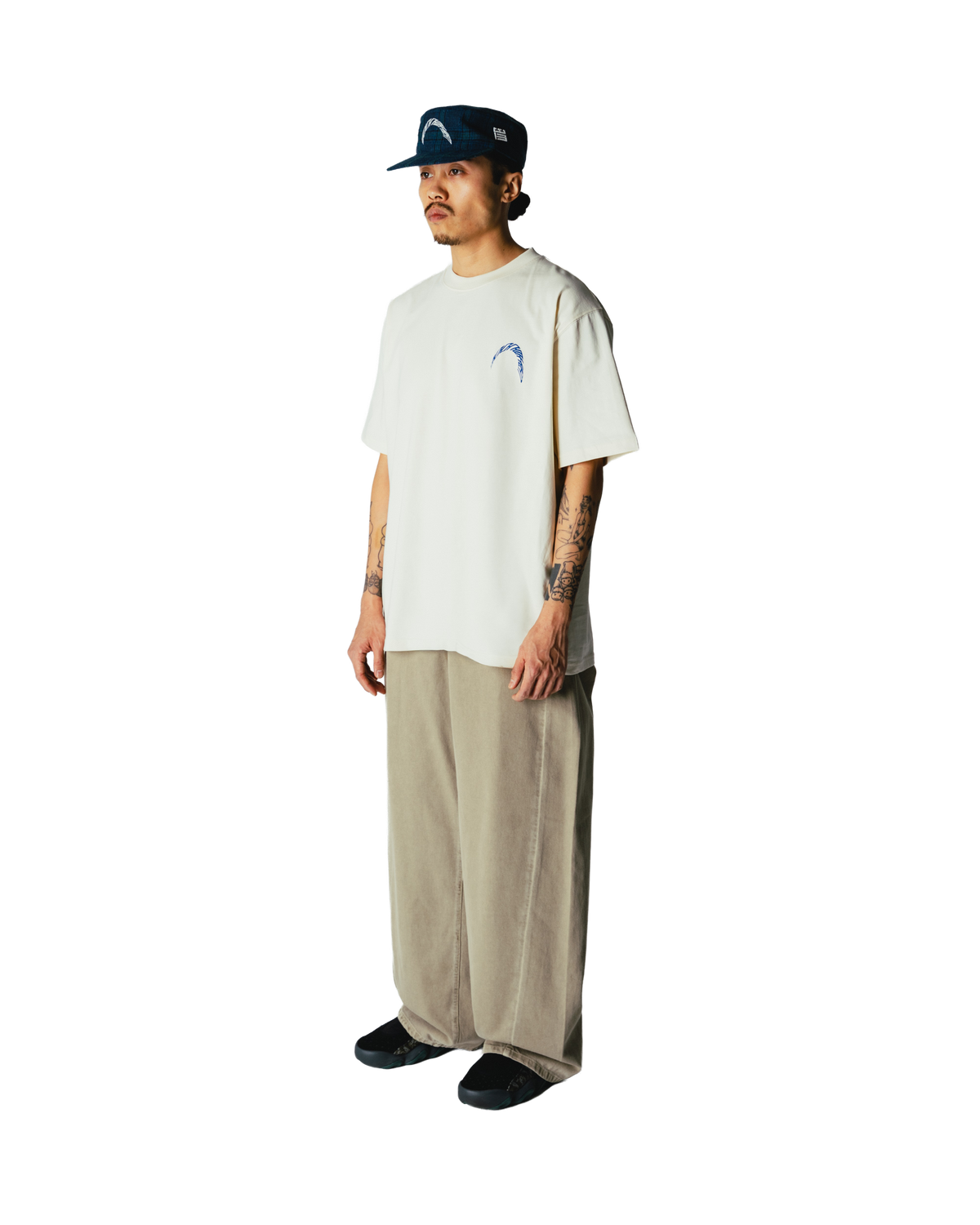 Baine Warp Tee | Off White Cobalt Blue