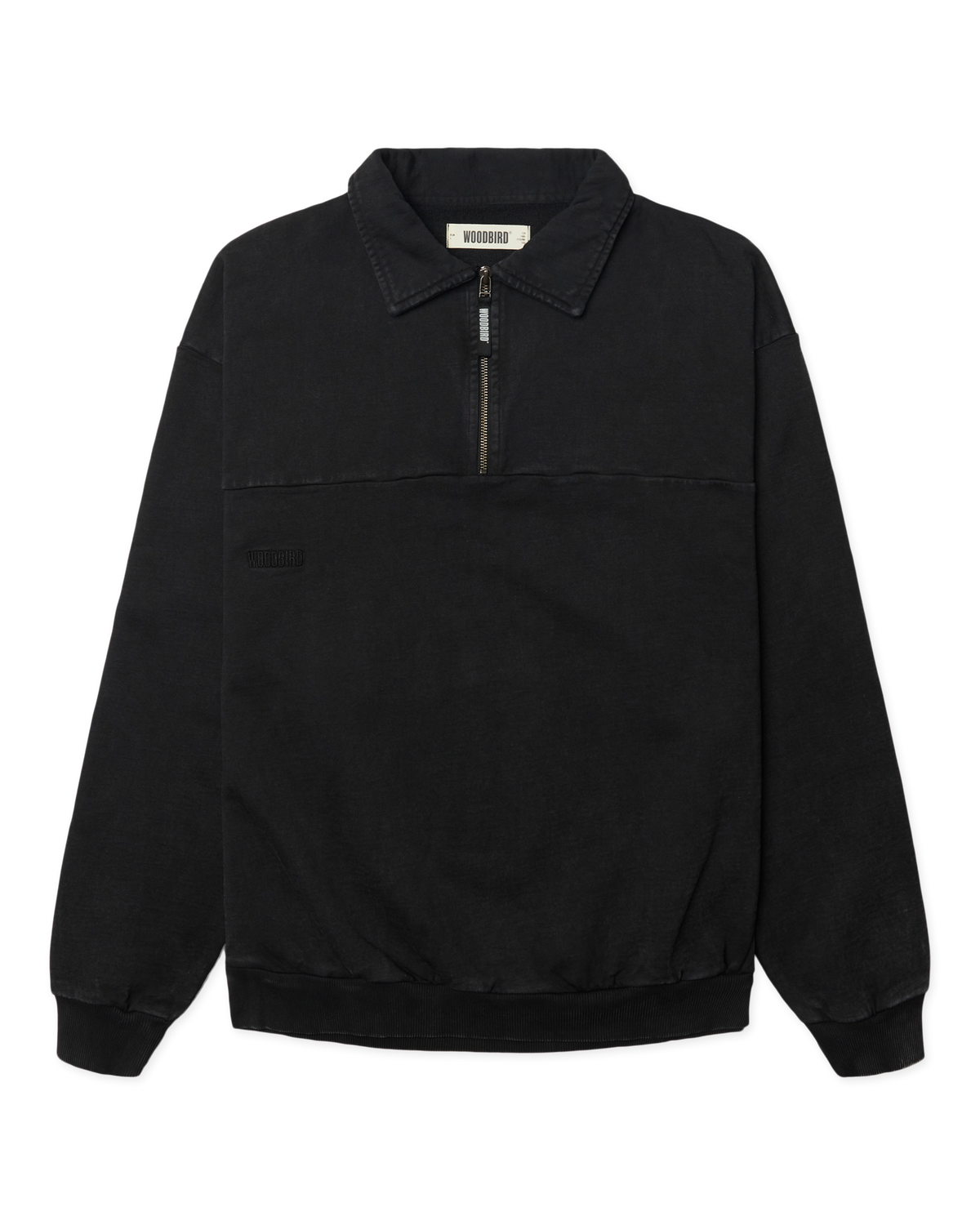 Loke Washed Zip Polo | Black