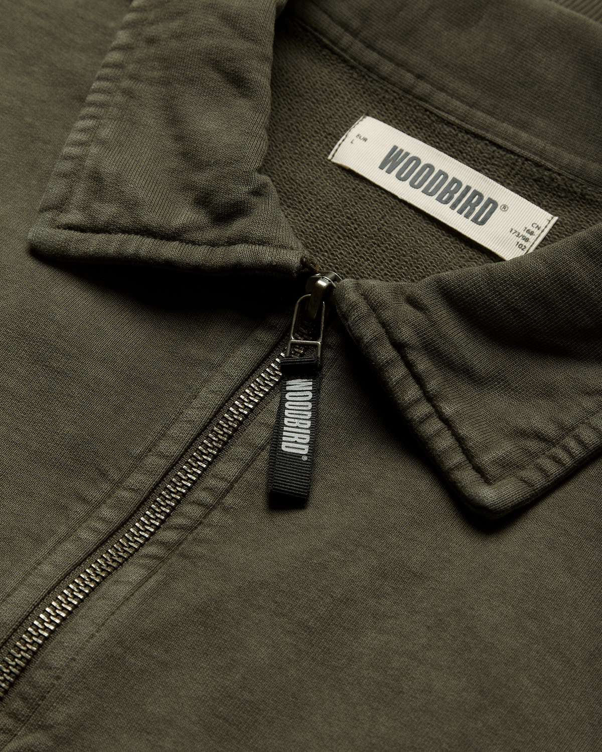 Loke Washed Zip Polo | Dark Olive