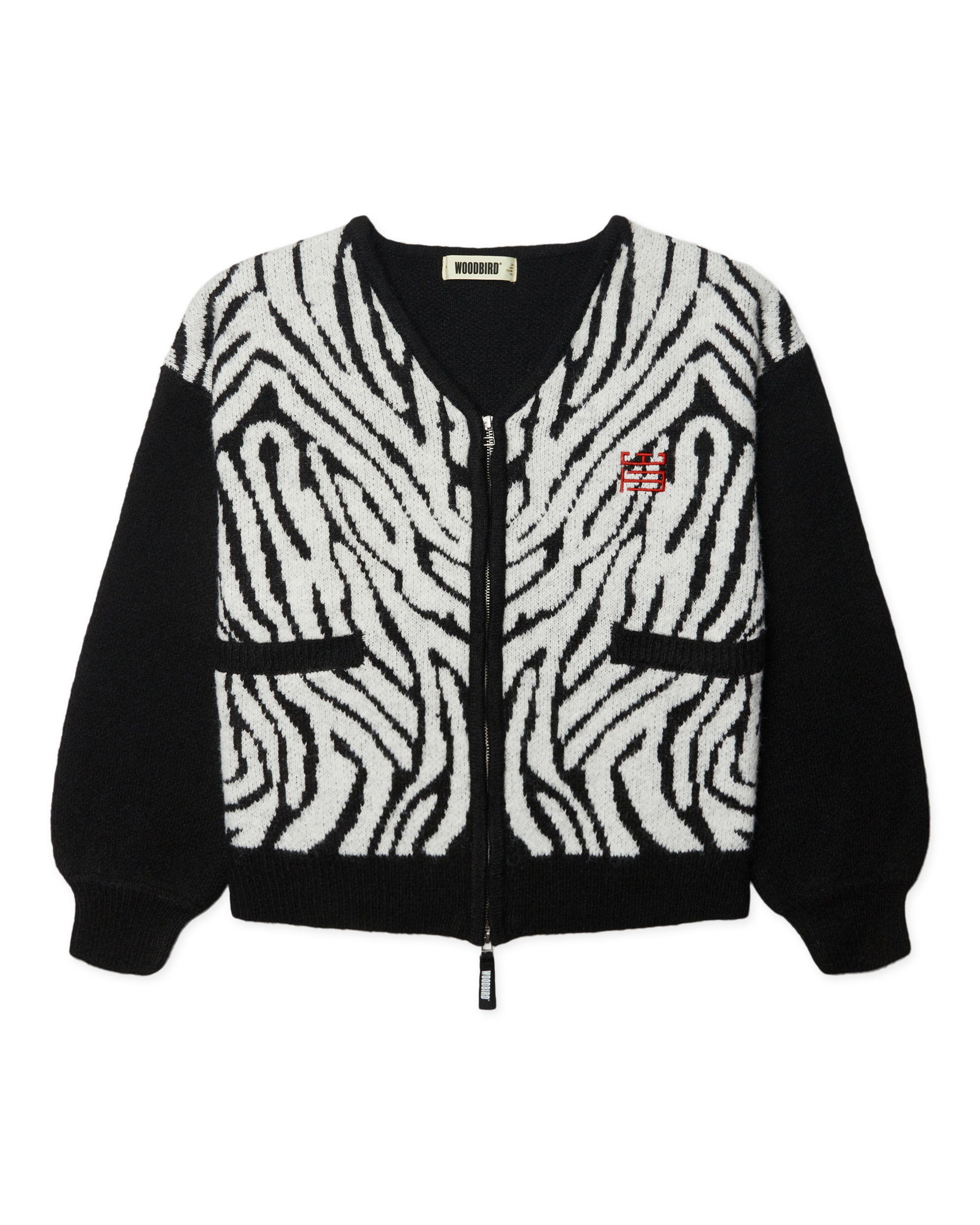 Oni Zebra Zip Cardigan | Black-white