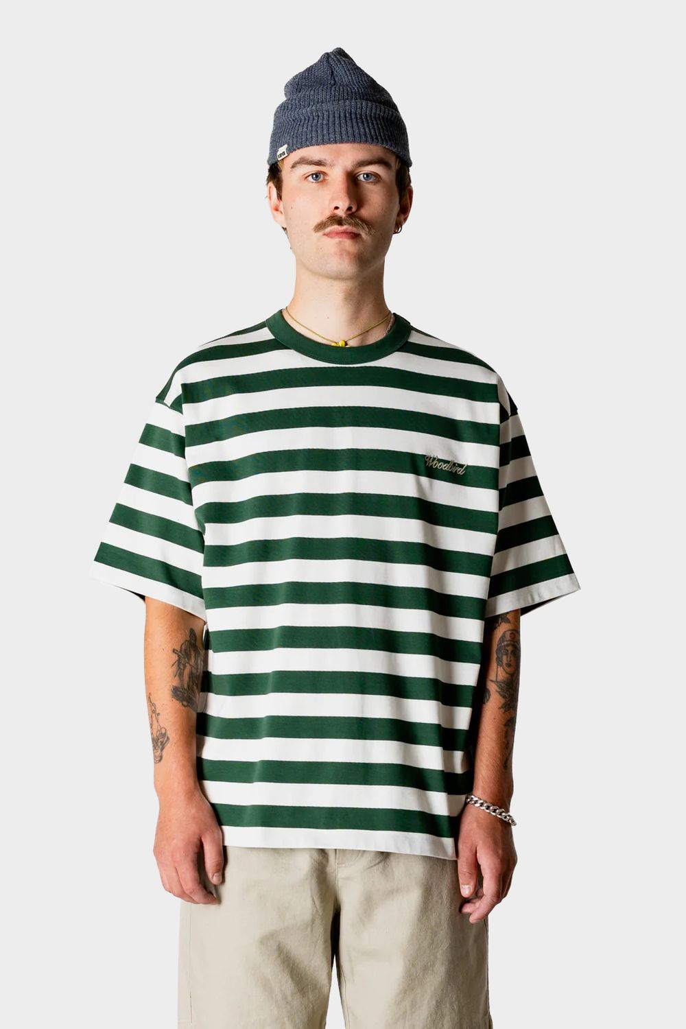 Beam Stripe Tee | Pine Green