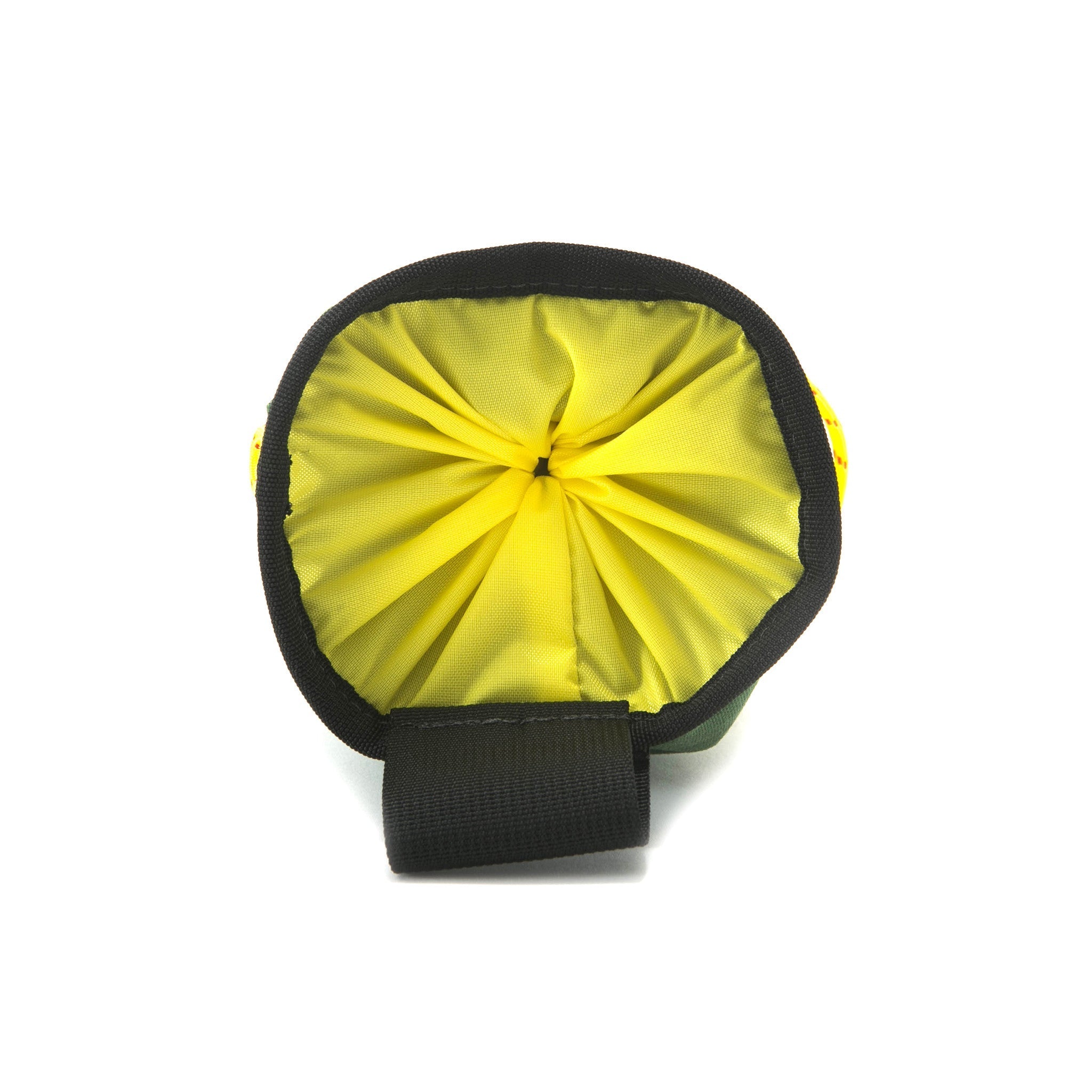 Top product shot of chalk bag showing cinch closure