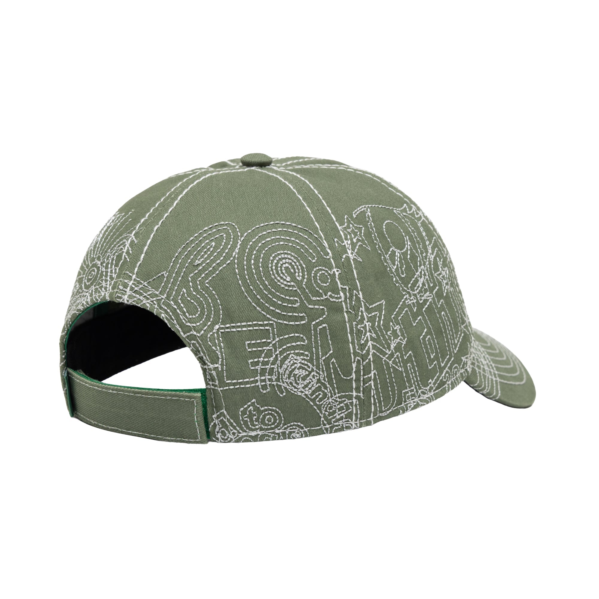 b.Eautiful Stitch Mania 6 Panel Hat | Off-moss/Silver