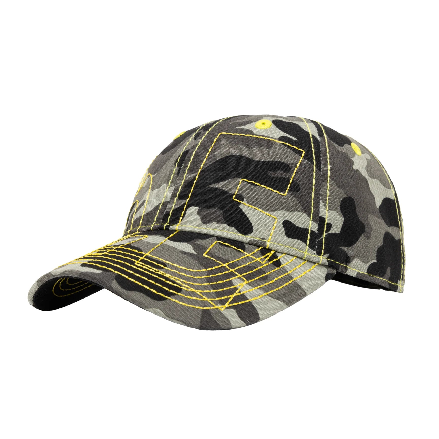 Vapor 6 Panel Hat (Dark Grey Camo / Yellow)