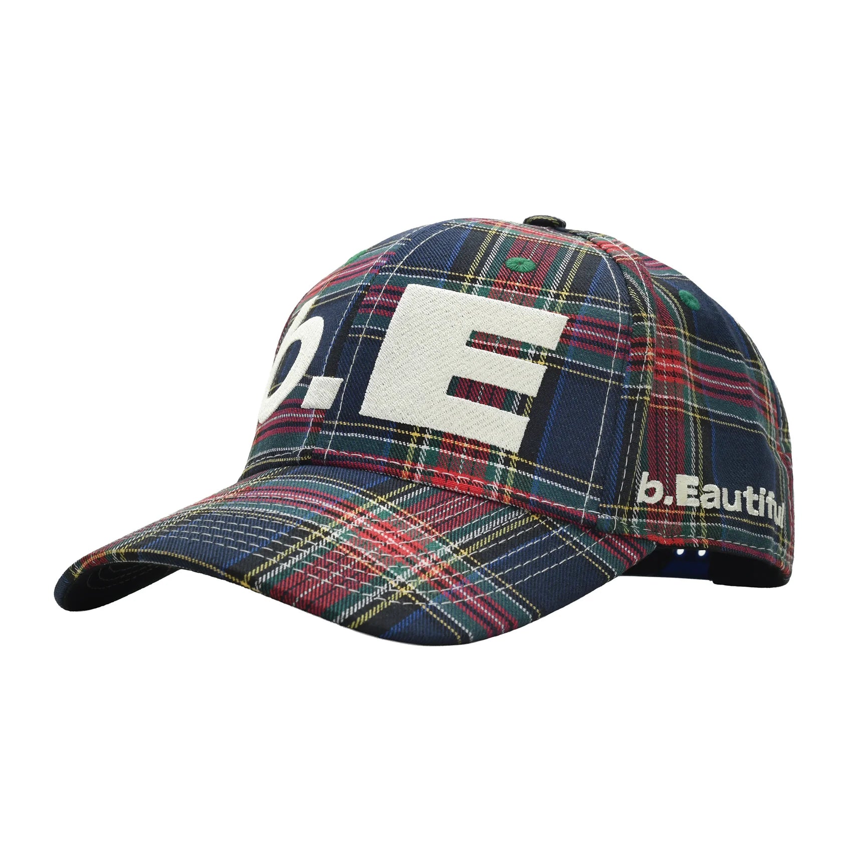 b.E Hat (Blue Plaid / White)