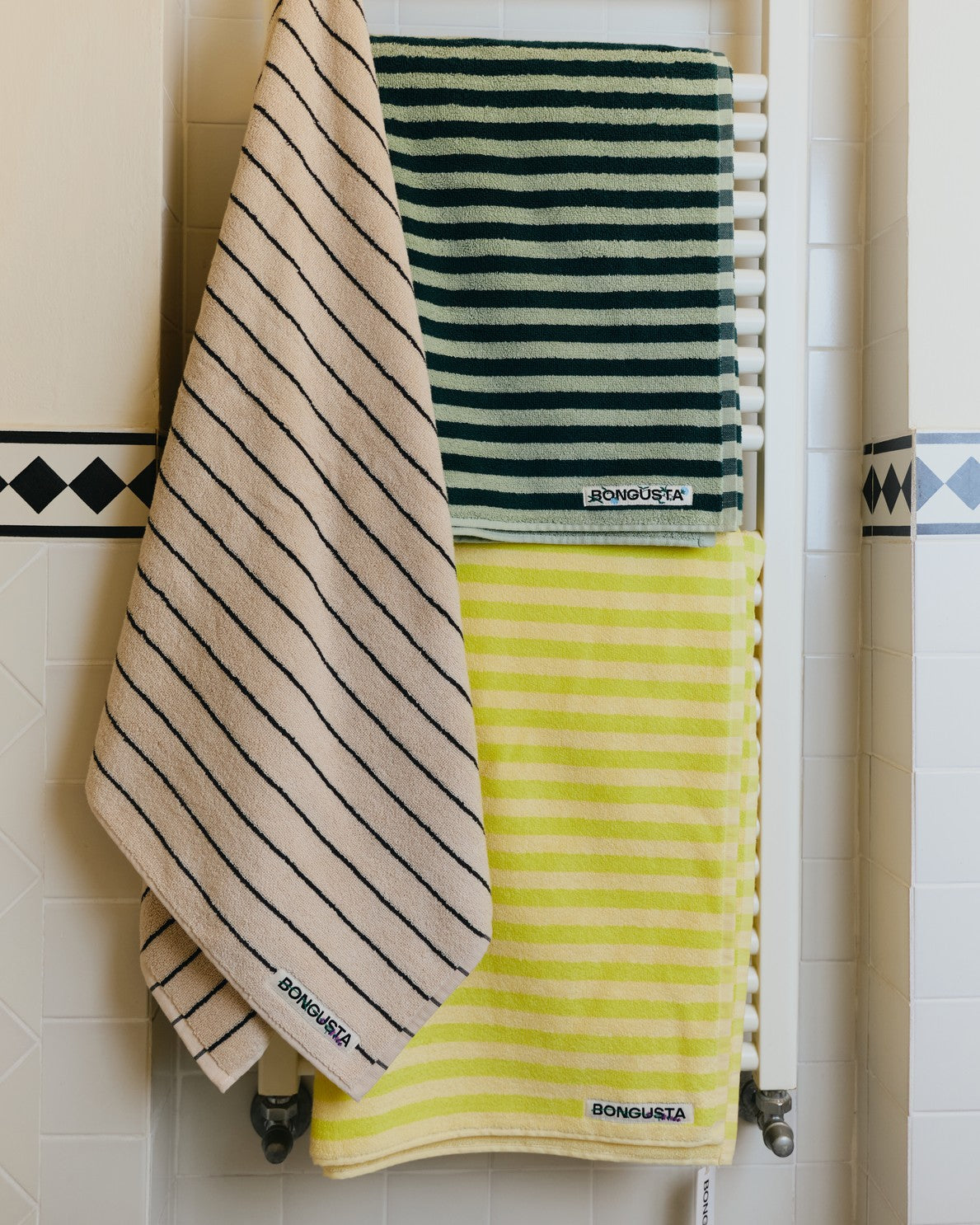Naram Towels, sea foam & deep teal