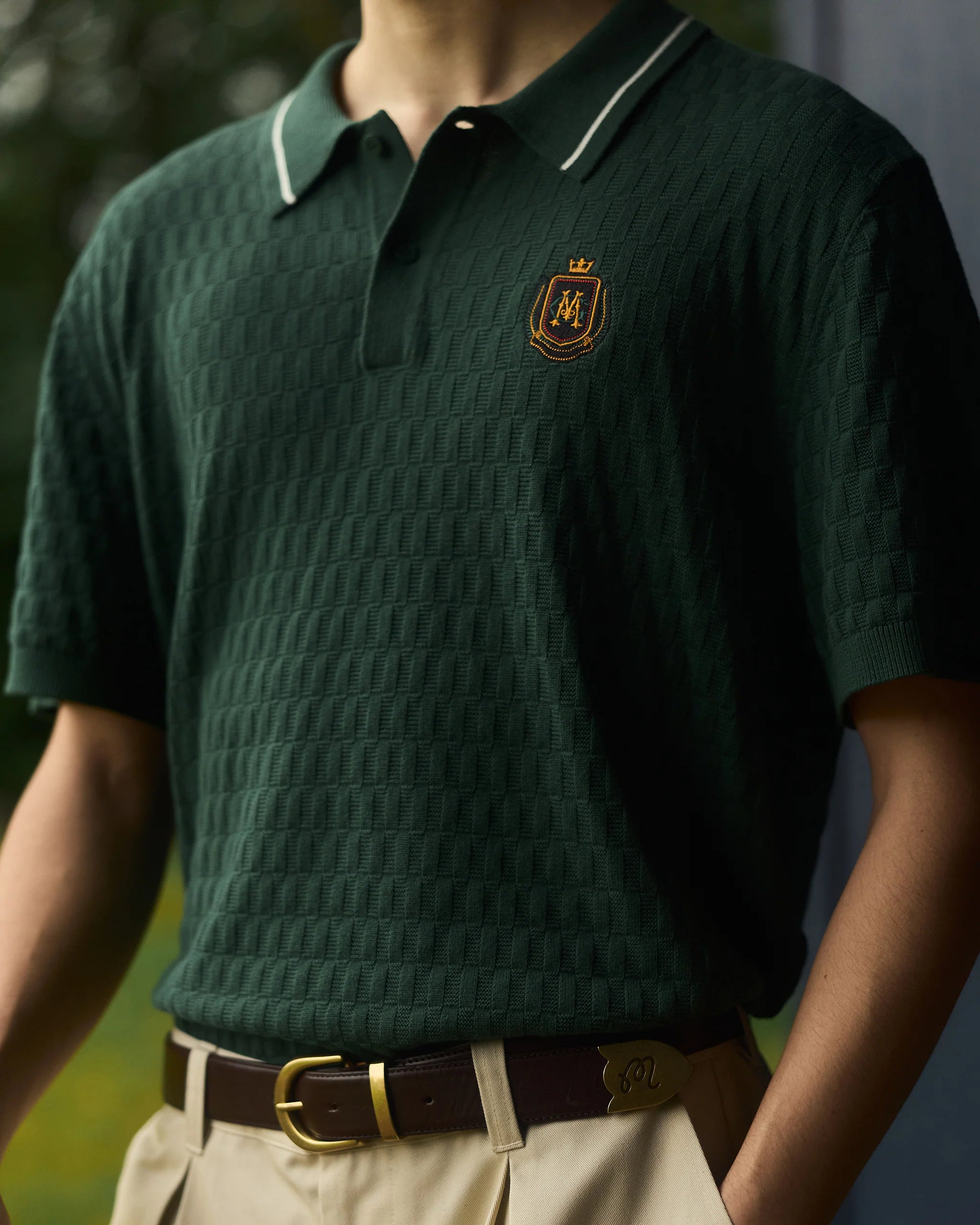 Crest Knit Polo | Myrtle