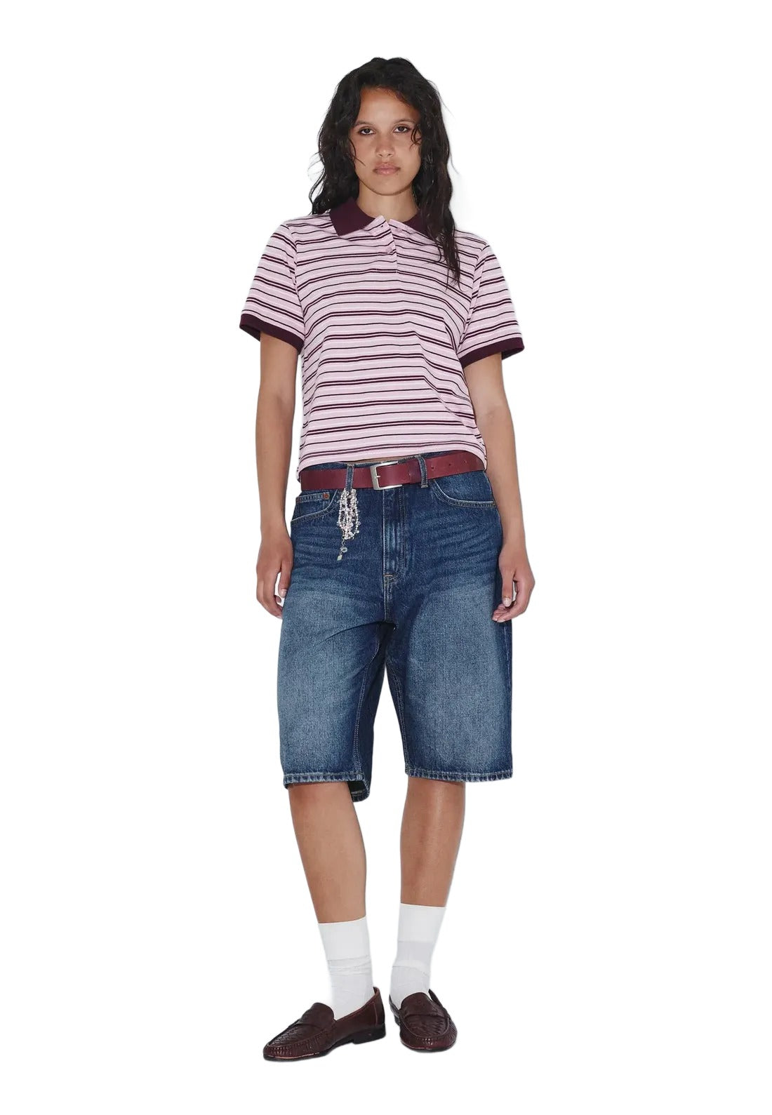 Jade SS Polo | Pink Stripe