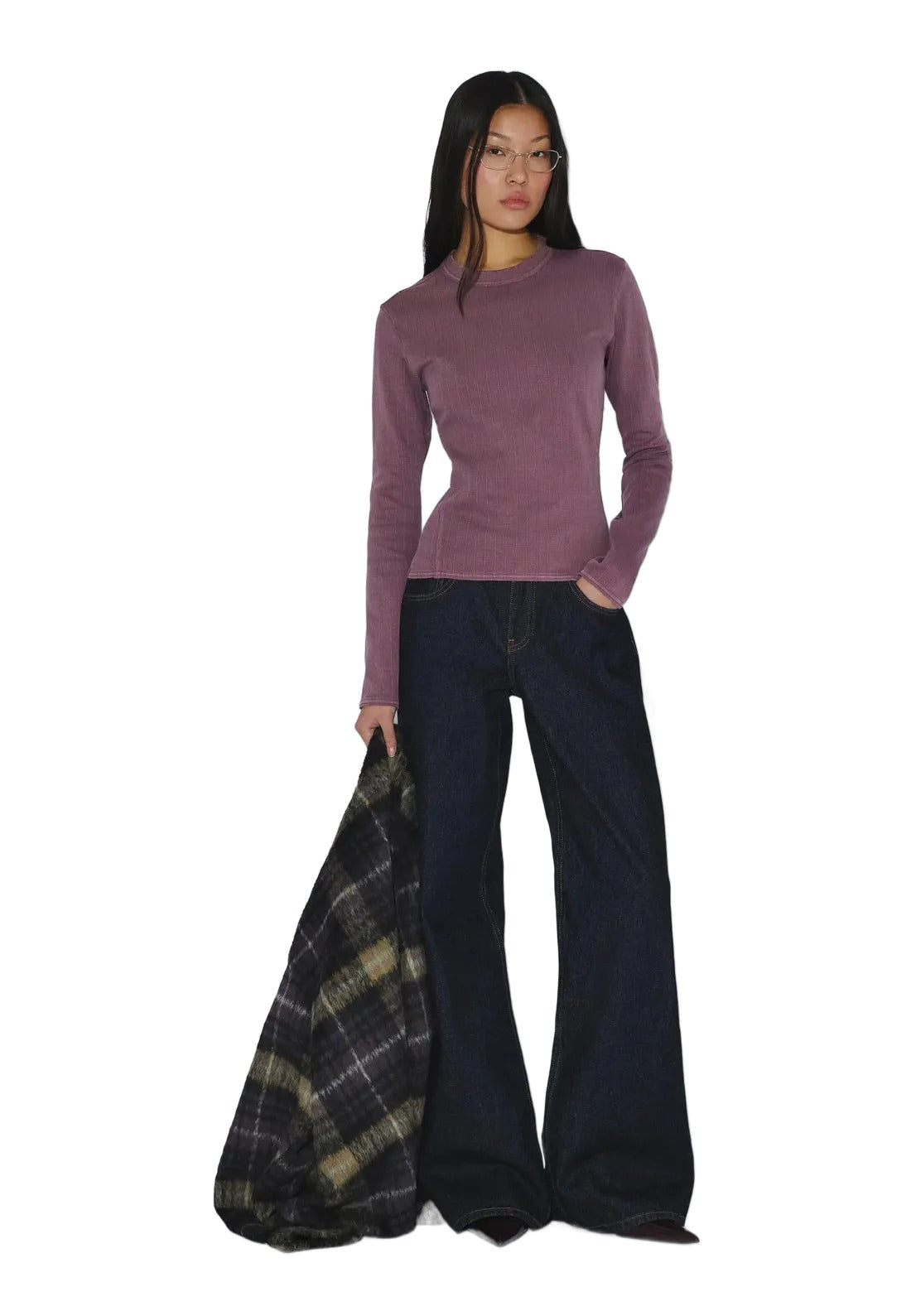 Stella Seam Rib Top | Washed Aubergine
