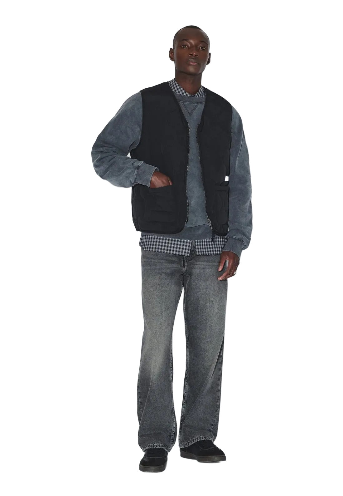Terry Quilted Vest | Black