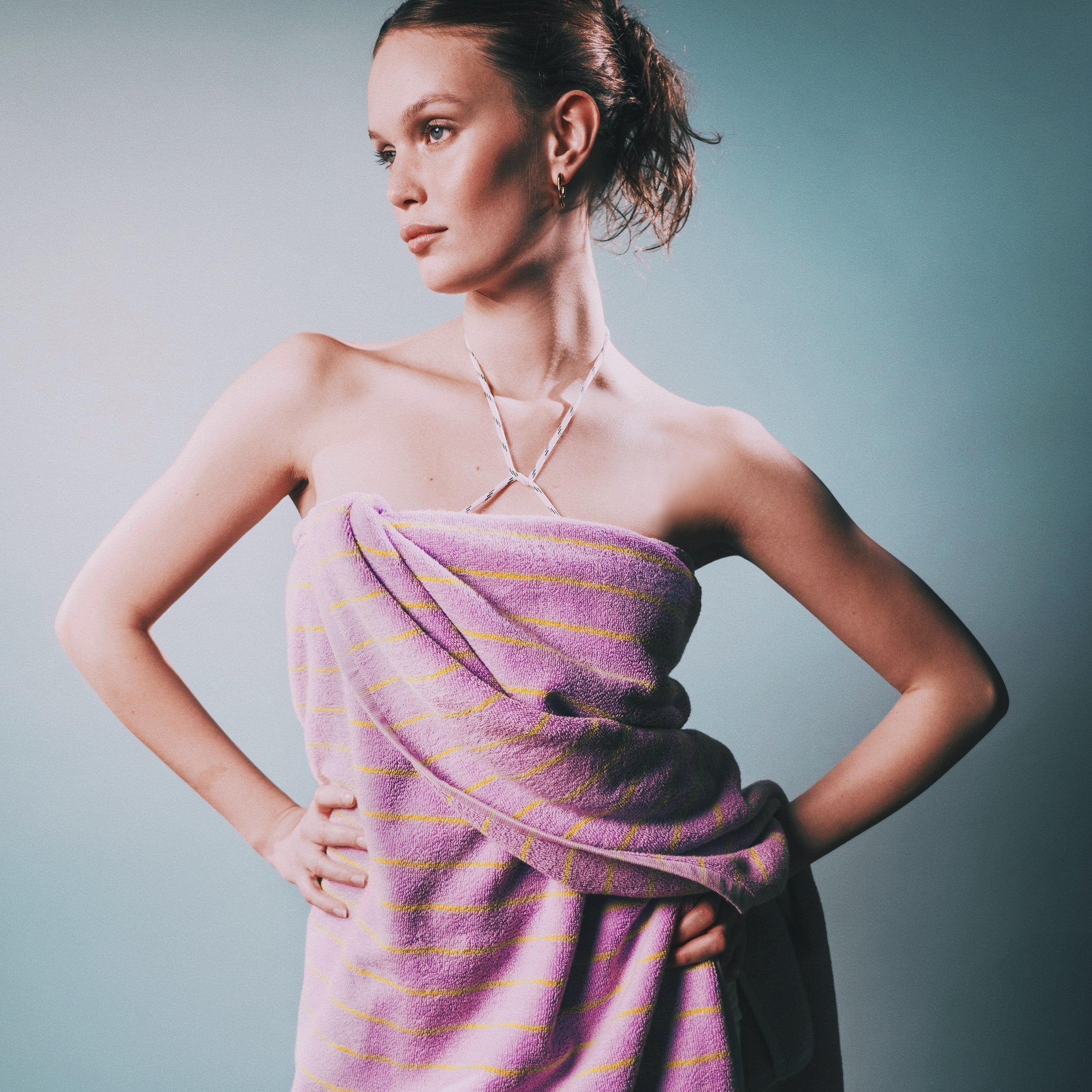 Naram Towels, lilac & neon yellow