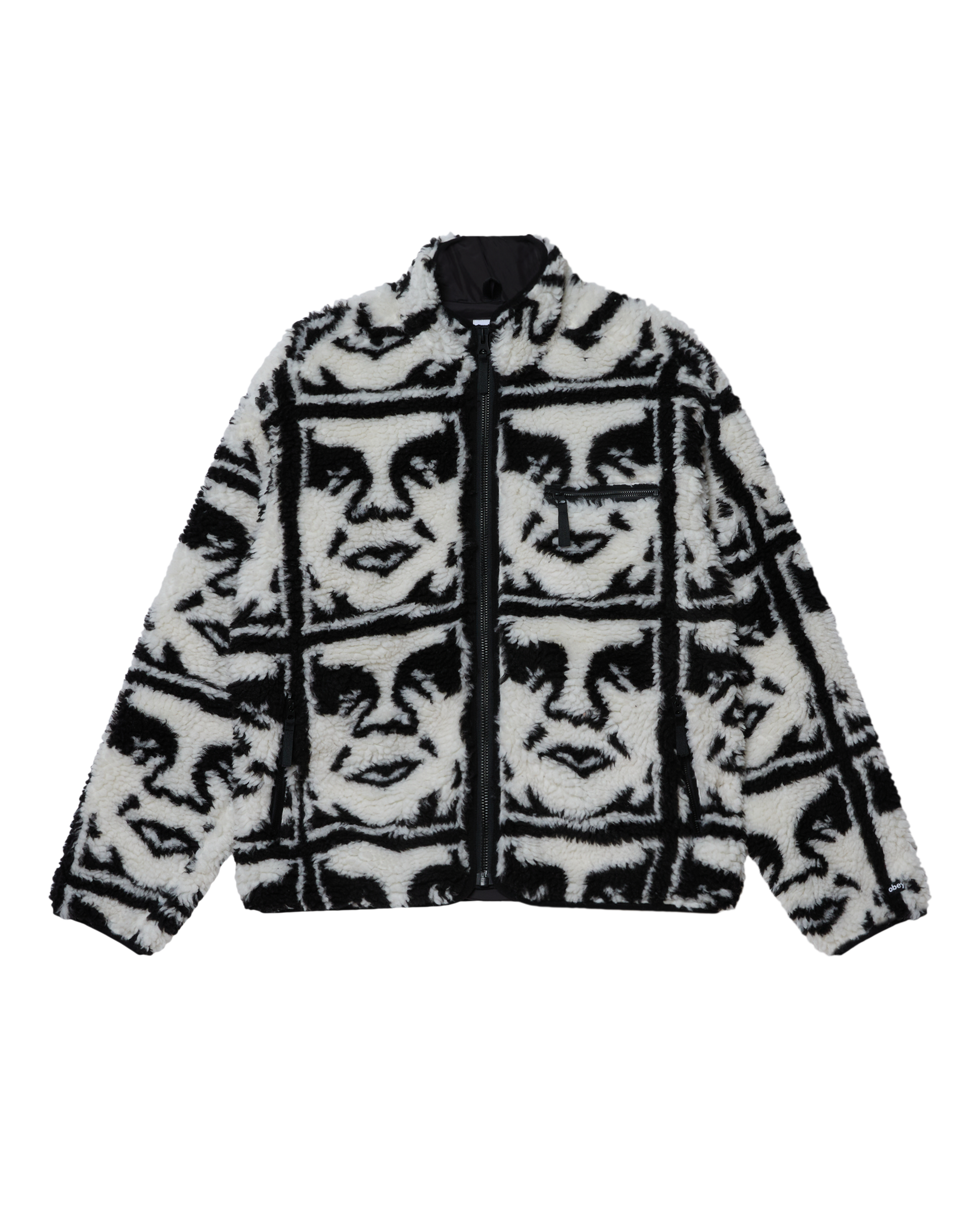 Repeated Icon Sherpa Jacket | Black Multi